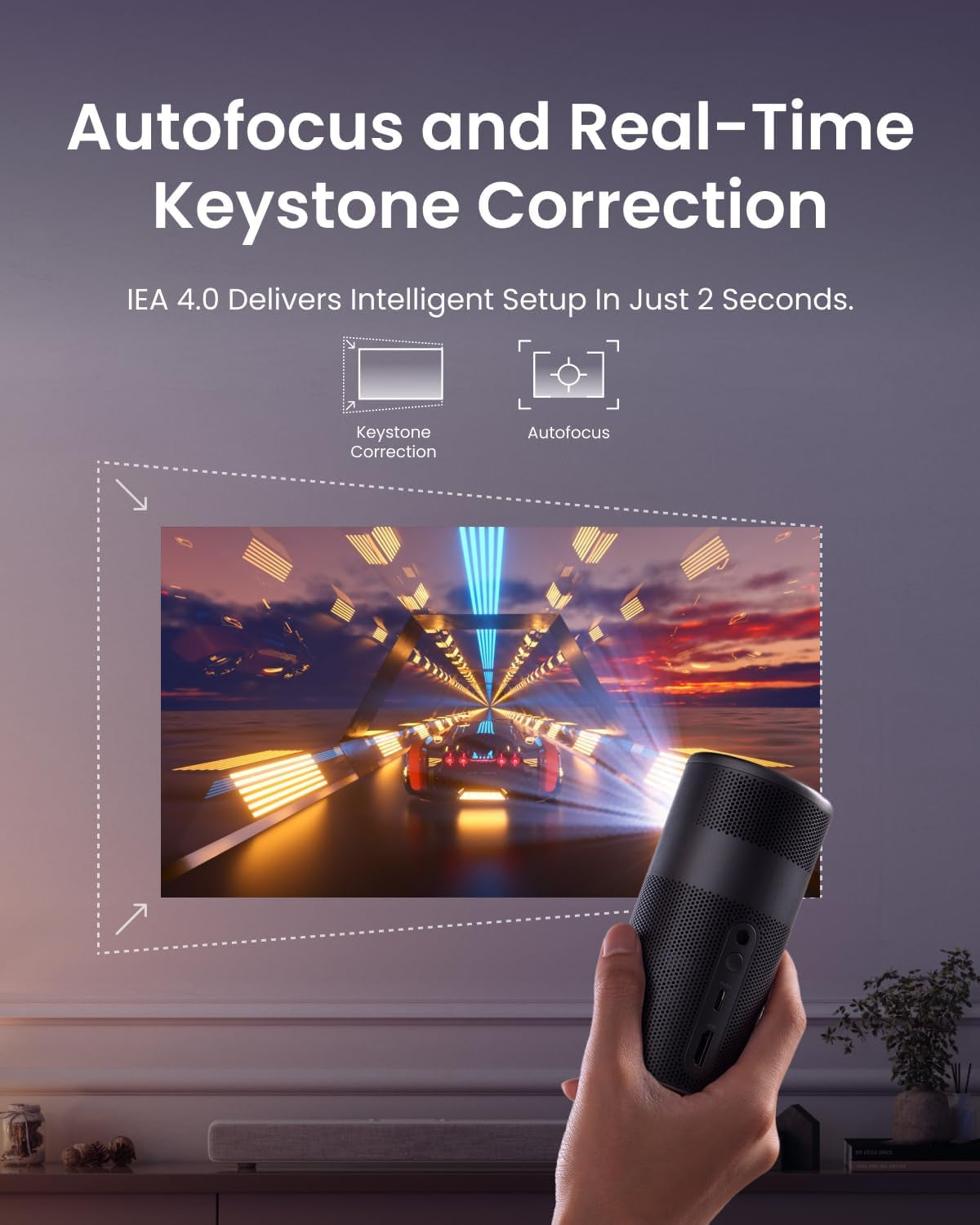 NEBULA Capsule Air Google TV Projector, Officially Licensed Netflix, 720P Smart Mini Projector with Wi-Fi and Bluetooth, 2 Hours of Playtime, Dolby Digital, Ultra Portable for Any Space