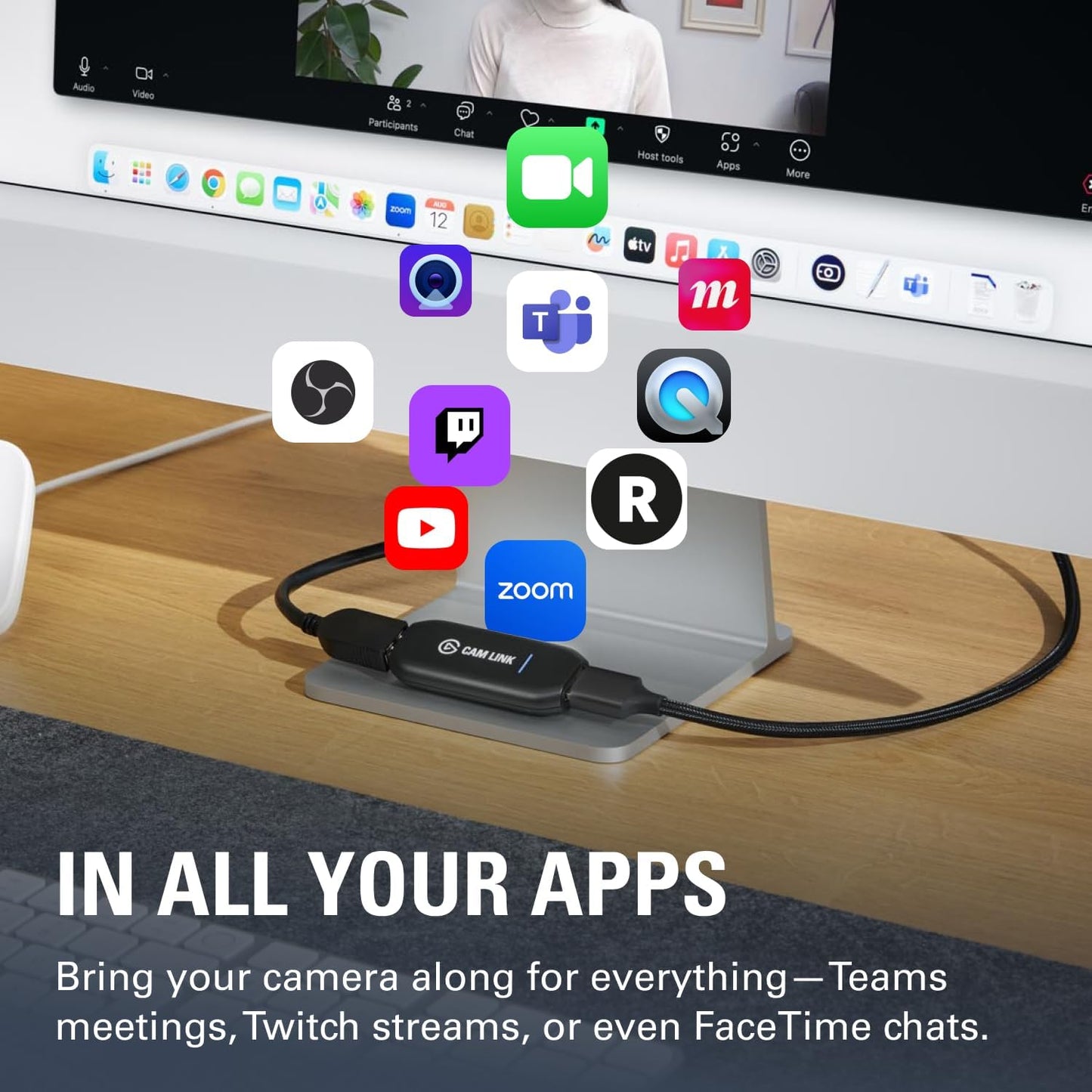 Elgato Cam Link 4K – External Capture Card for DSLR & Camcorder, Actioncam as Webcam, Meet/Stream/Record in 1080P60 or 4K30/4K60, Easy Connect for Obs/Zoom/Discord – HDMI to USB 3.0, Pc/Mac/Ipad
