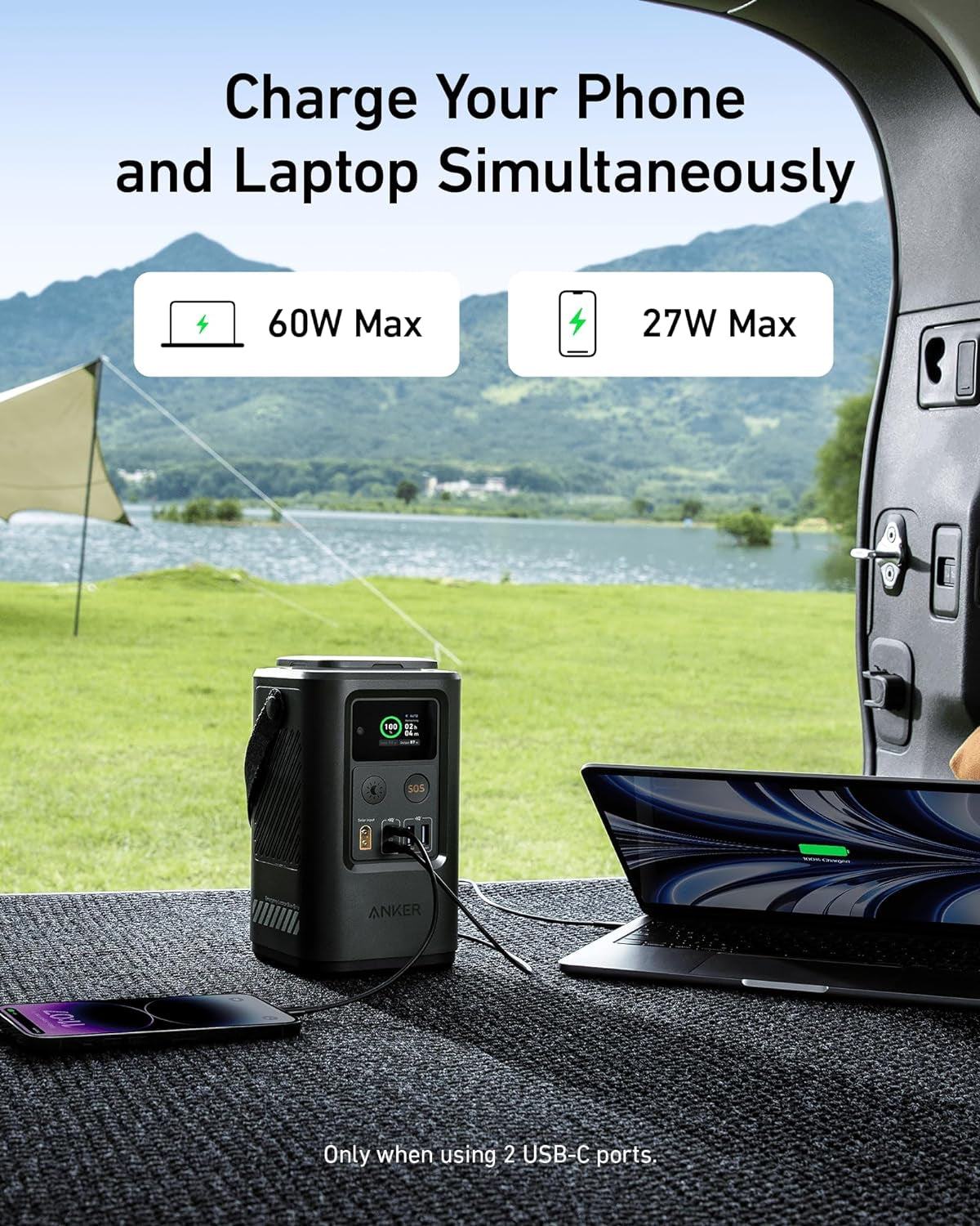 Anker Power Bank Power Station 60,000Mah,Portable Outdoor Generator 87W with Smart Digital Display, Retractable Auto Lighting and SOS Mode, Home Backup(Powercore Reserve 192Wh) for Travel, Camping