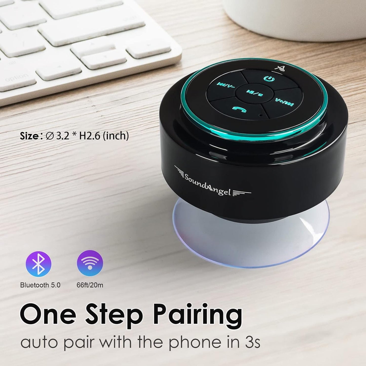 Xleader, Upgraded, Shower Speaker, Certified IPX7 Waterproof Bluetooth Wireless Speaker, Electronics Gifts for Girls Boys Men Women Kids, 5W Mini Portable Speaker with Suction Cup and Mic for Bathroom
