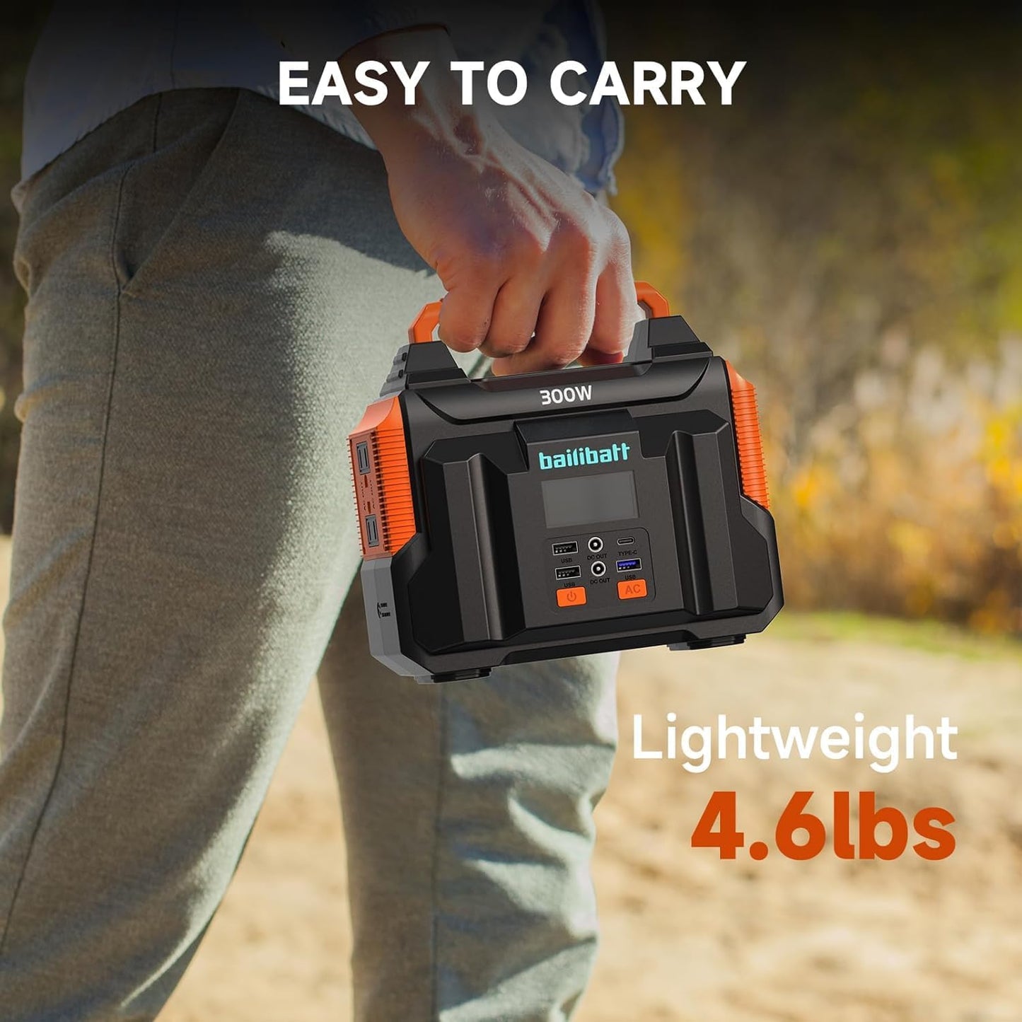Portable Power Station 300W 257Wh Lithium Battery Bailibatt Small Portable Generator for Home Use Camping Travel Emergency Hunting Outdoor, Large Power Bank with AC Outlet for Laptop