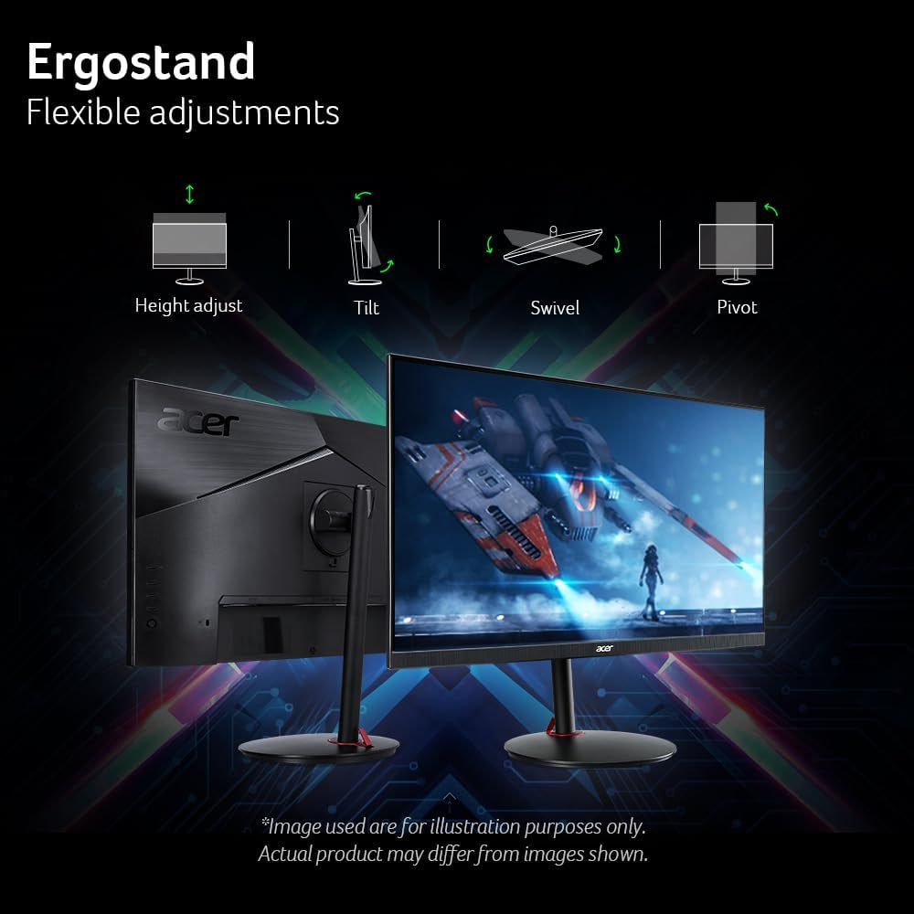 Acer Nitro 27" WQHD 2560 X 1440 PC Gaming IPS Monitor | AMD Freesync Premium up to 180Hz Refresh 0.5Ms DCI-P3 95% 1 Display Port 1.2 & 2 HDMI 2.0 XV271U M3Bmiiprx,Black