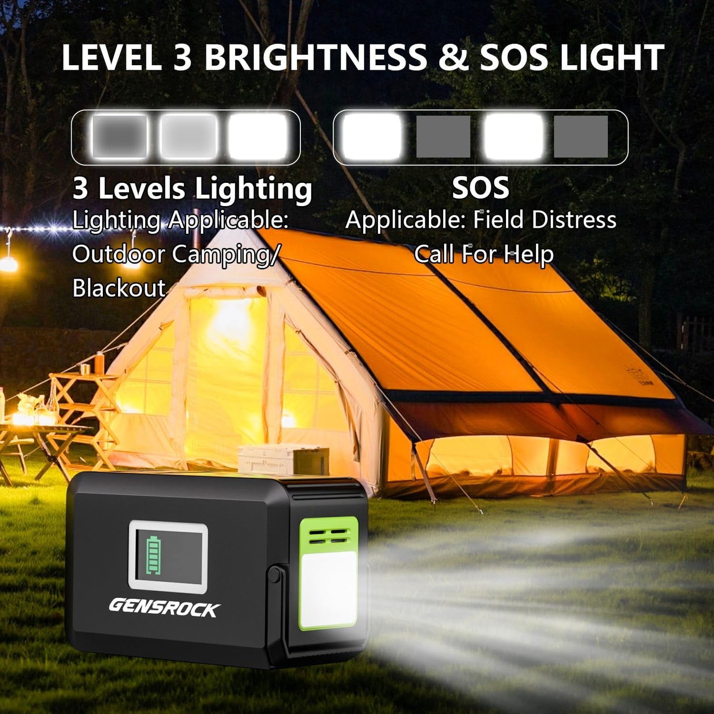 GENSROCK Portable Power Station, 88Wh Outdoor Solar Generator, Lithium Battery Power Bank with 110V/150W Peak AC Outlet,Qc 3.0, Type-C, LED Flashlight for CPAP Home Camping Travel Emergency.