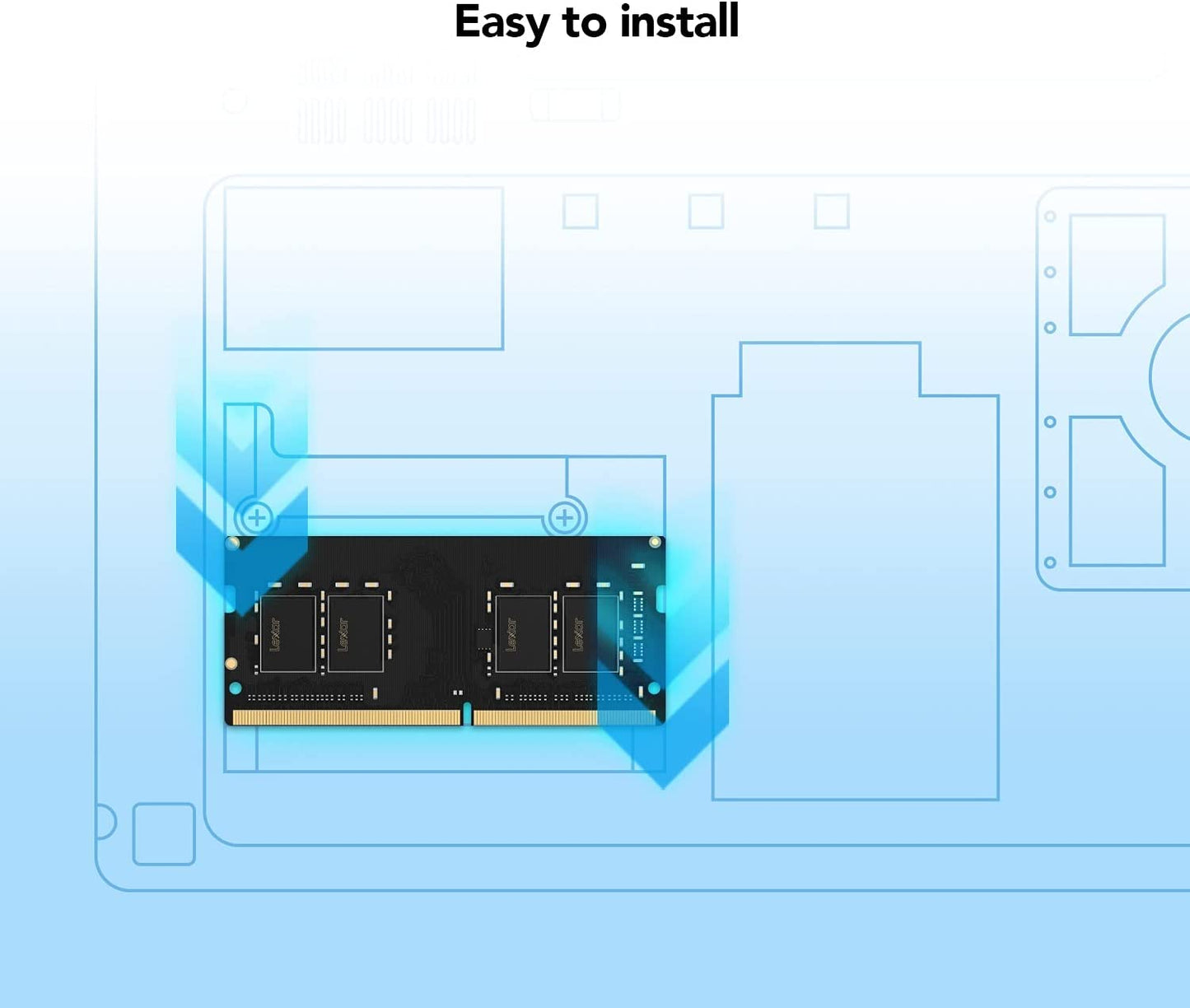 Lexar 32GB Single DDR4 SODIMM RAM 3200Mt/S CL22 260-Pin Laptop Memory, Black (LD4AS032G-B3200GSST)