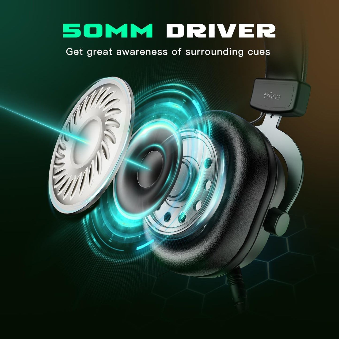 FIFINE Gaming Headset for Pc-Wired Headphones with Microphone-7.1 Surround Sound Computer USB Headset for Laptop, Streaming Headphones on PS4/PS5, with EQ Mode, RGB, Soft Ear Pads - Ampligame H6