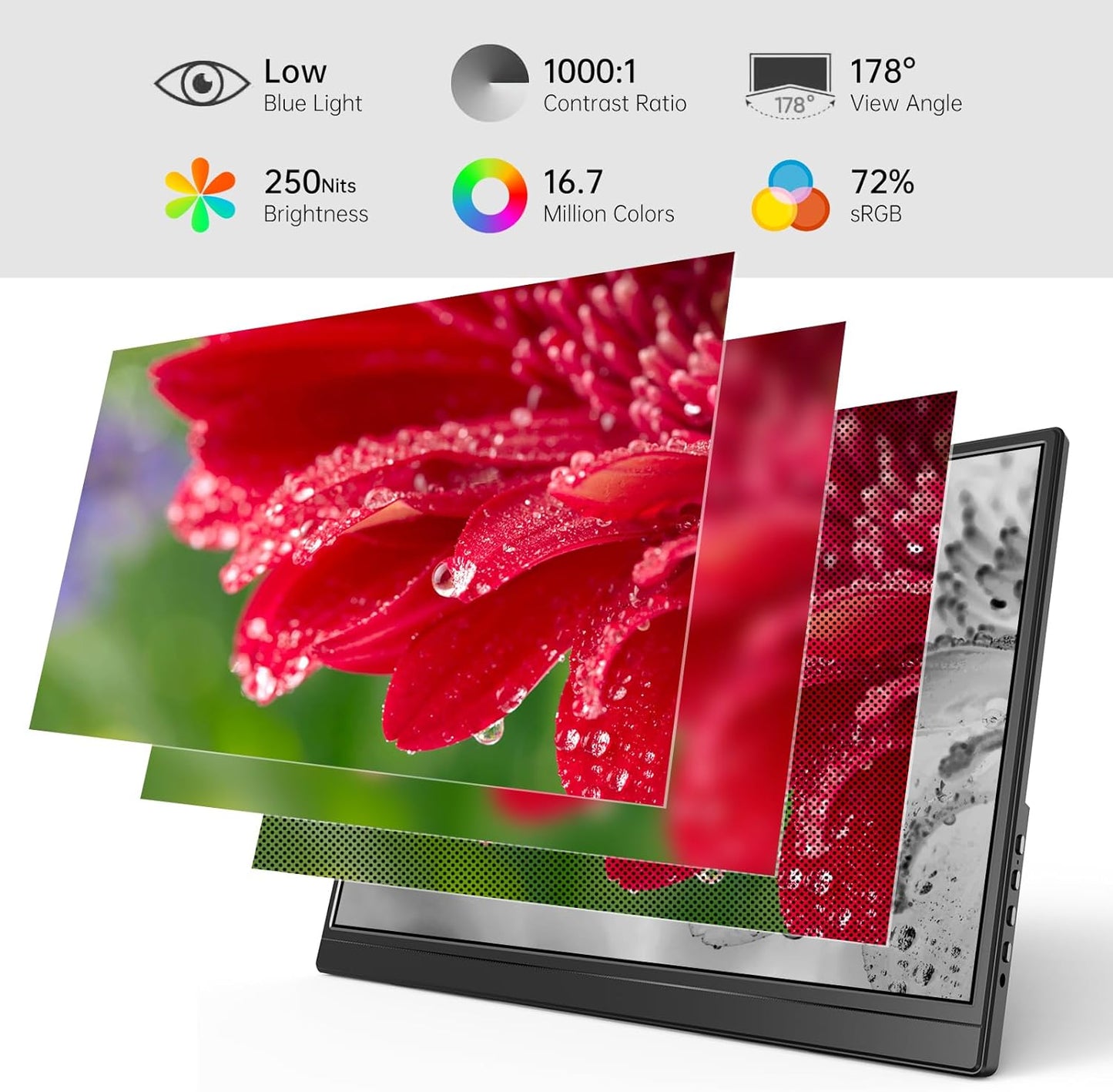 Yxk Portable Monitor 15.6 Inch 1080P USB-C HDMI Ultra-Slim Travel Monitor with Kickstand, for Laptop, PC, Mac Phone, PS, Xbox, Swich IPS Ultra-Thin Zero Frame Gaming Monitor