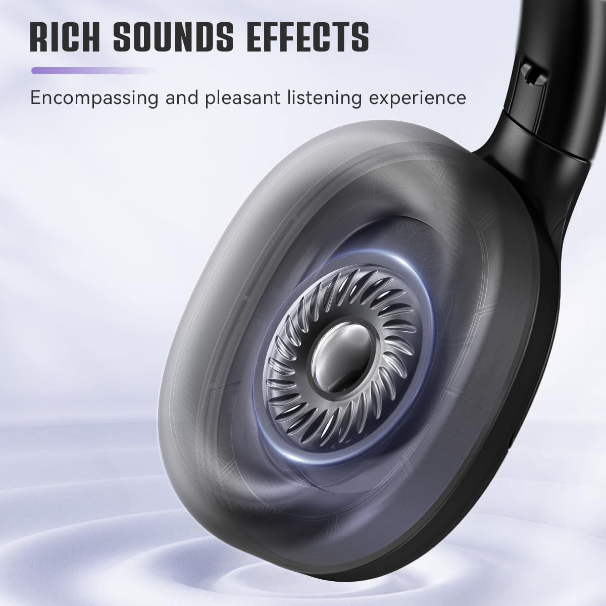 FIFINE Wireless Bluetooth Headphones, Over-Ear Noise Canceling Headphones with Soft Earmuffs, up to 65H Playtime for Music, Phone Calls, Sport Travel Headset for Iphone/Android/Tablet-X3 Black