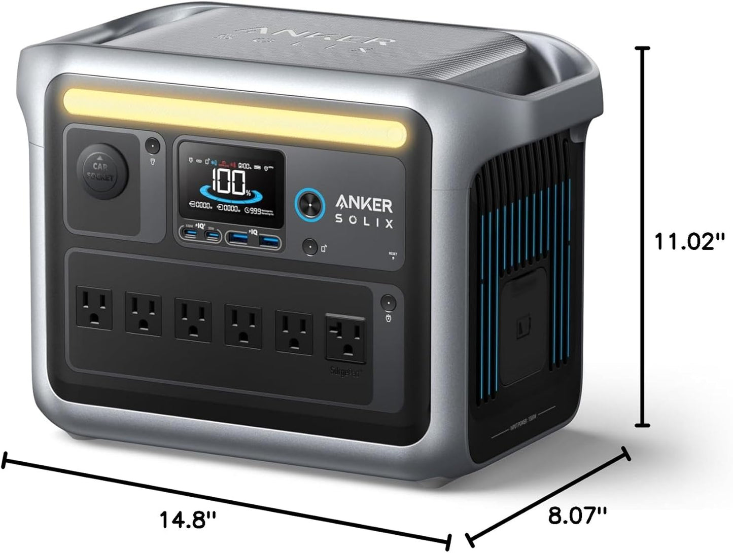 Anker SOLIX C1000 Portable Power Station, 1800W (Peak 2400W) Solar Generator, Full Charge in 58 Min, 1056Wh Lifepo4 Battery for Home Backup, Power Outages, and Outdoor Camping (Optional Solar Panel)