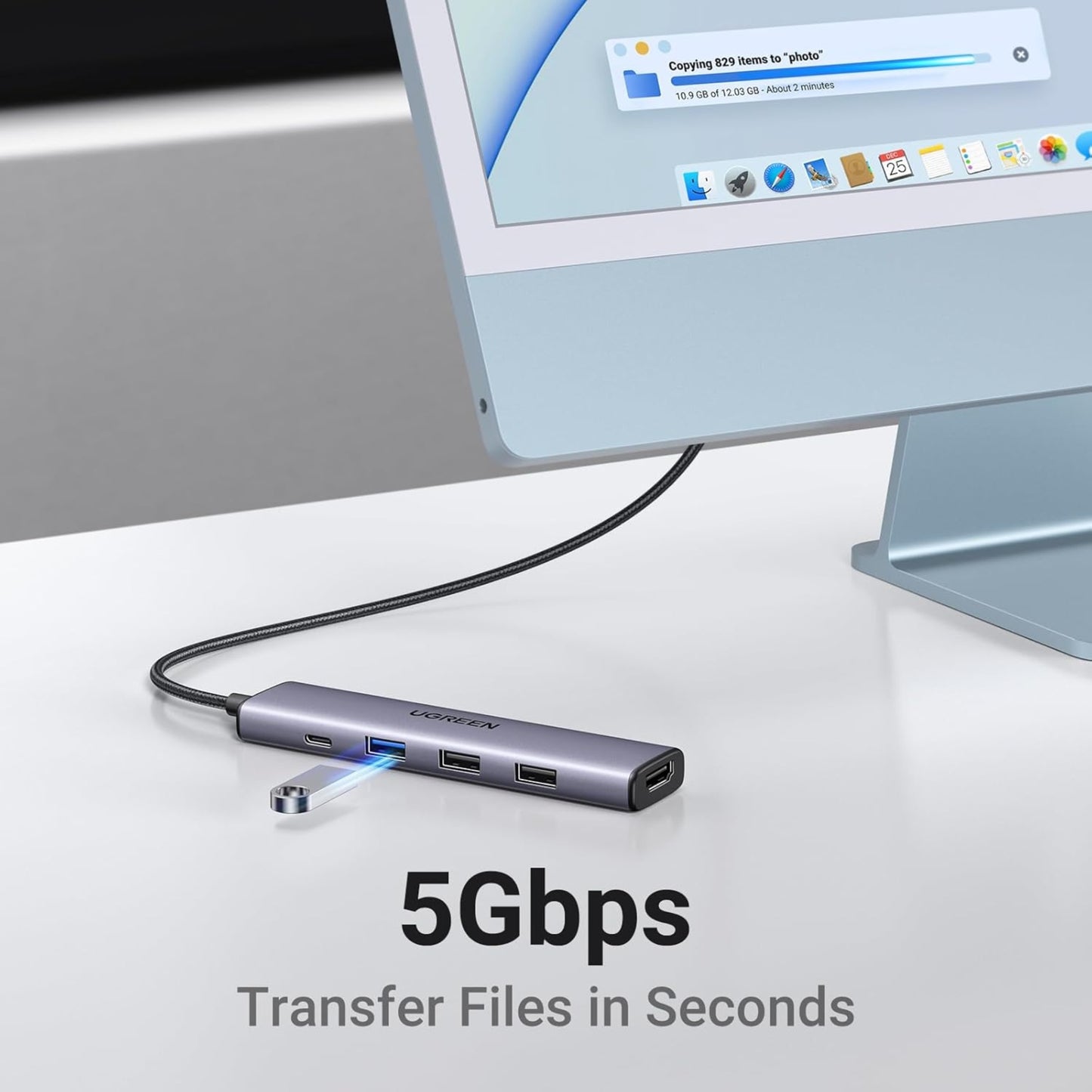 UGREEN Revodok 105 – Hub USB-C 5 en 1 con HDMI 4K y PD 100W