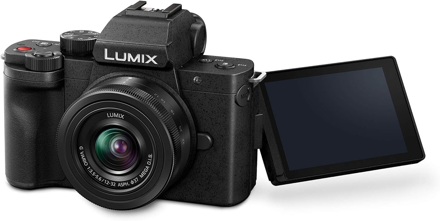 Panasonic LUMIX G100 4K Mirrorless Camera for Photo and Video, Built-In Microphone with Tracking, Micro Four Thirds Interchangeable Lens System, 12-32Mm Lens, 5-Axis Hybrid I.S., DC-G100DKK (Black)
