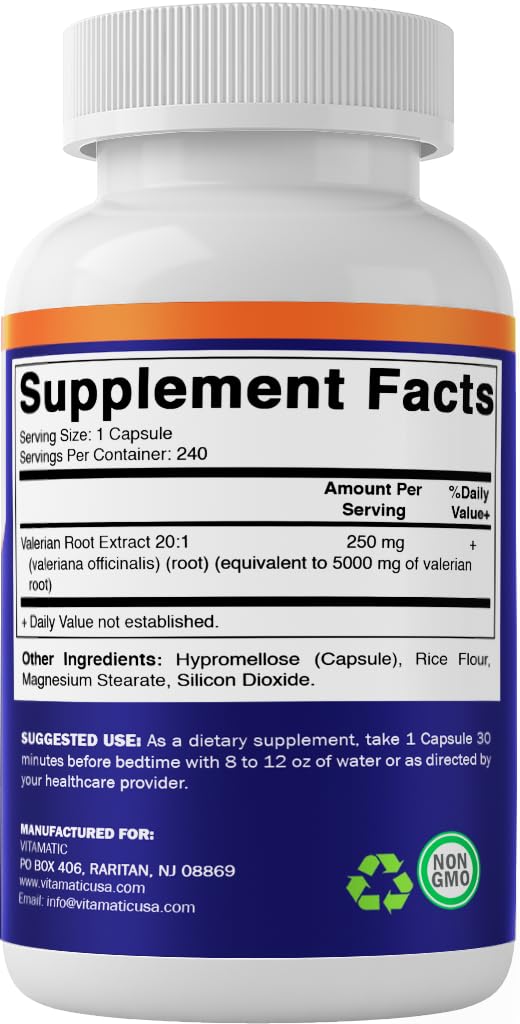 Vitimatic Extracto de Valeriana 20:1 - 250 mg, 240 capsulas