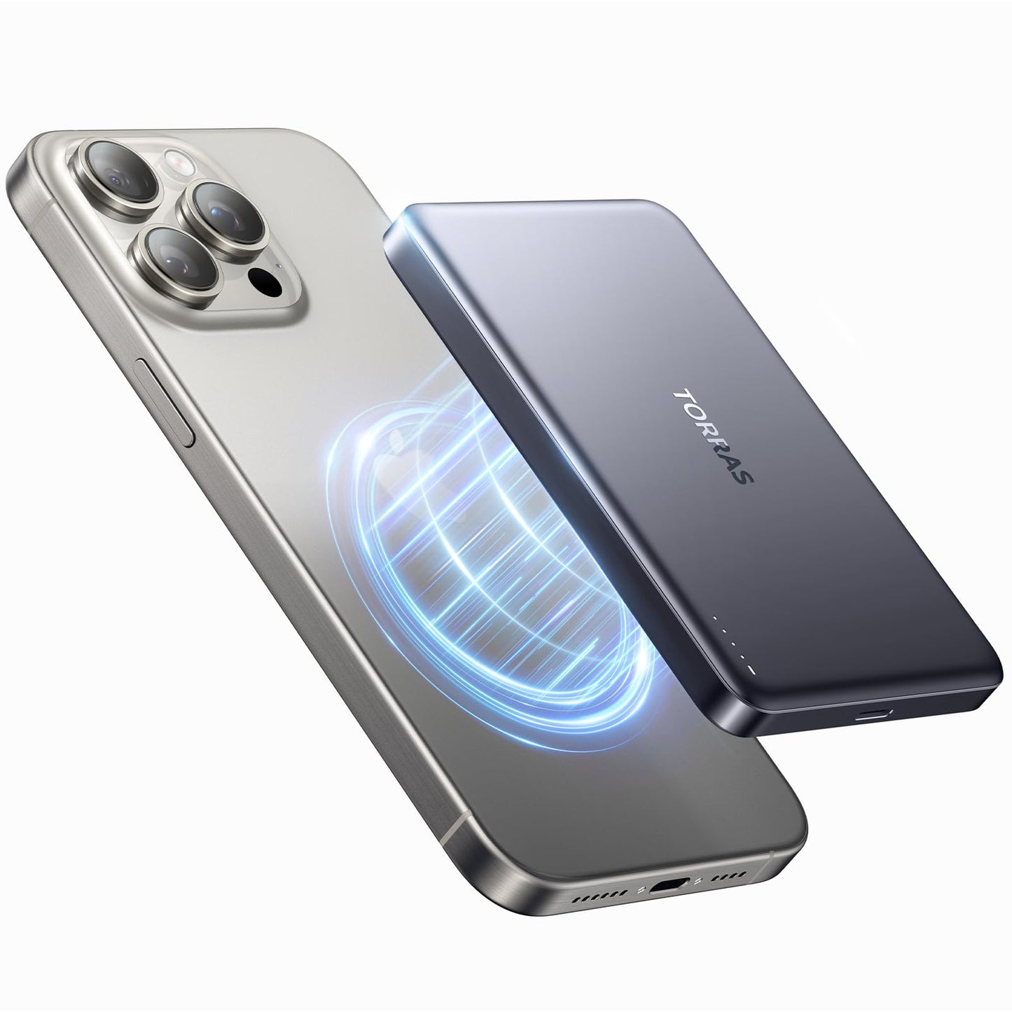 TORRAS MiniMag Power Bank, cargador portatil inalambrico magnetico ultradelgado de 10,000 mAh, carga rapida de 22.5W