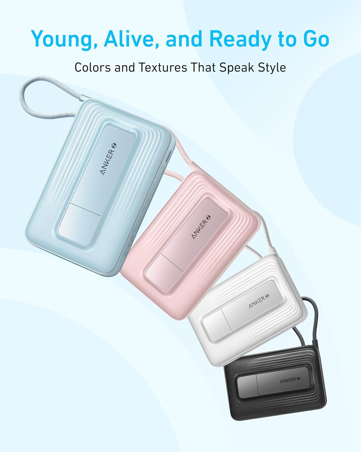 Anker Zolo Magnetic Power Bank, 10,000Mah Wireless Portable Charger with 30W Max Fast Charging, Battery Pack with Built-In USB-C Cable and Adjustable Stand, for Iphone 16/15 Series, Airpods, and More