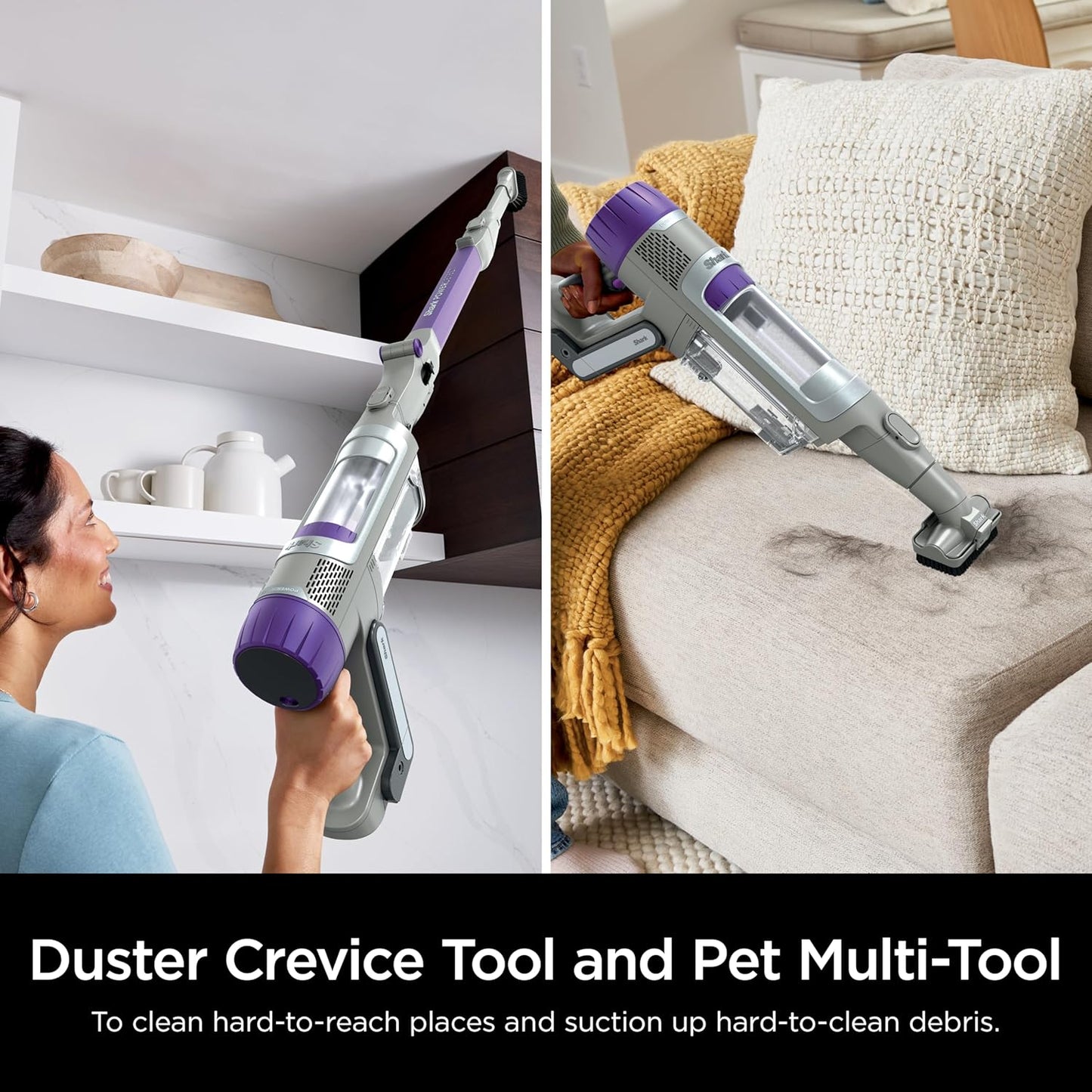 Shark Cordless Vacuum Cleaner with HEPA Filter, Powerdetect Clean & Empty, Powerful Suction, Portable, Rechargeable, Lightweight Stick Vacuum for Pet Hair, Carpets & Hardfloor, Grey/Purple, IP1251