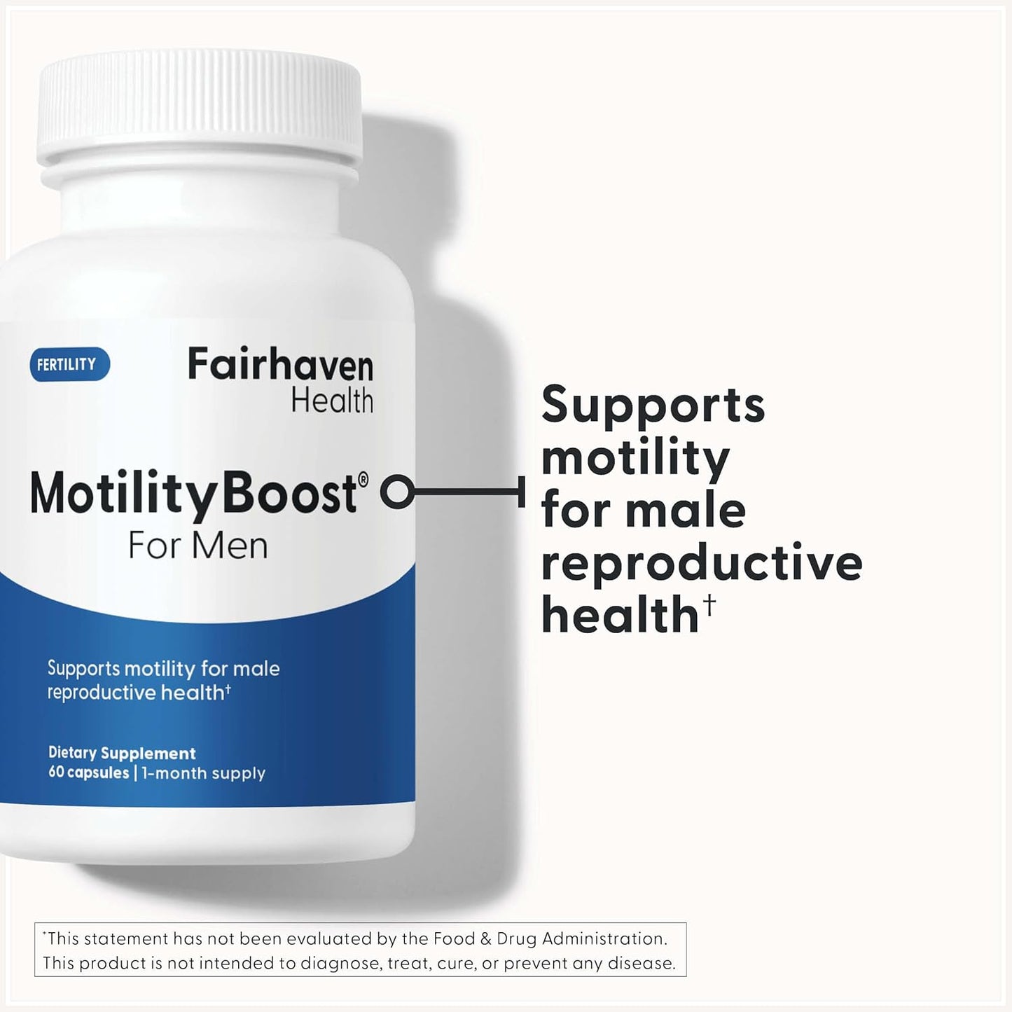 Fairhaven Health Motilityboost for Men | Prenatal Male Fertility Supplement for Motility Strength | Pre-Conception for Him Includes L-Carnitine, Vitamin B12, B6, Coq10 and Quercetin | 60 Capsules