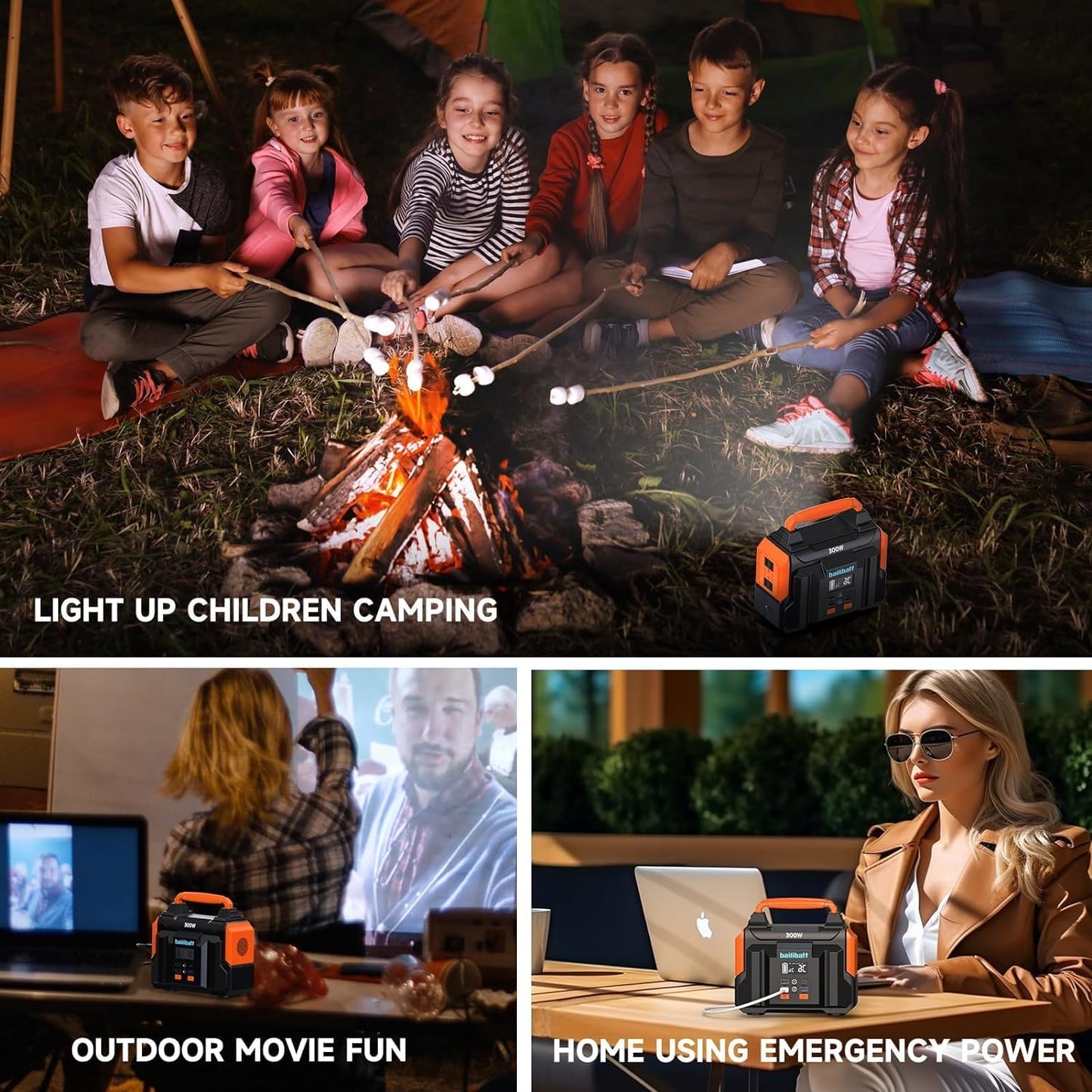 Portable Power Station 300W 257Wh Lithium Battery Bailibatt Small Portable Generator for Home Use Camping Travel Emergency Hunting Outdoor, Large Power Bank with AC Outlet for Laptop