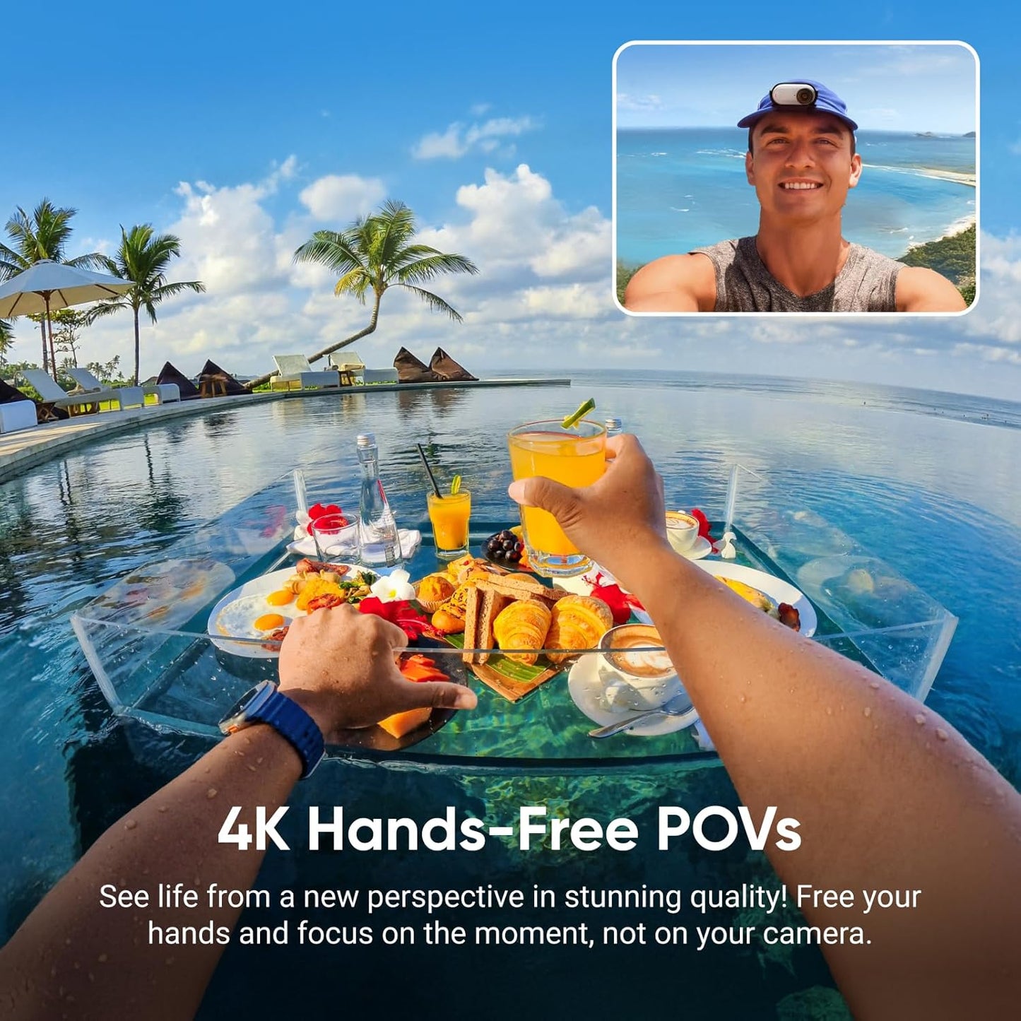 Insta360 GO 3S - 128 GB White 4K Tiny Portable Vlogging Camera, Hands-Free Povs, Mount Anywhere, Stabilization, 140 Min Battery Life, 10M Waterproof, Apple Find My, Pet POV