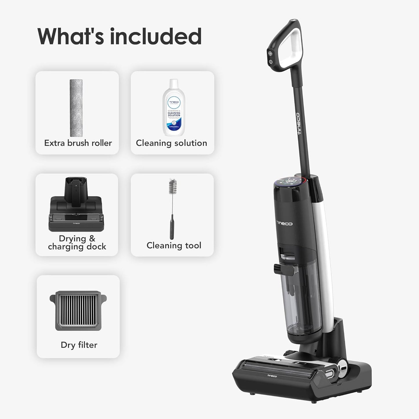 Tineco FLOOR ONE S7 Flashdry Smart Cordless Wet Dry Vacuum Cleaner, Long Runtime, Great for Sticky Messes, Self-Cleaning, 158℉Hot Air Flashdrying, Dual-Sided Edge Cleaning, Extended Battery Lifespan