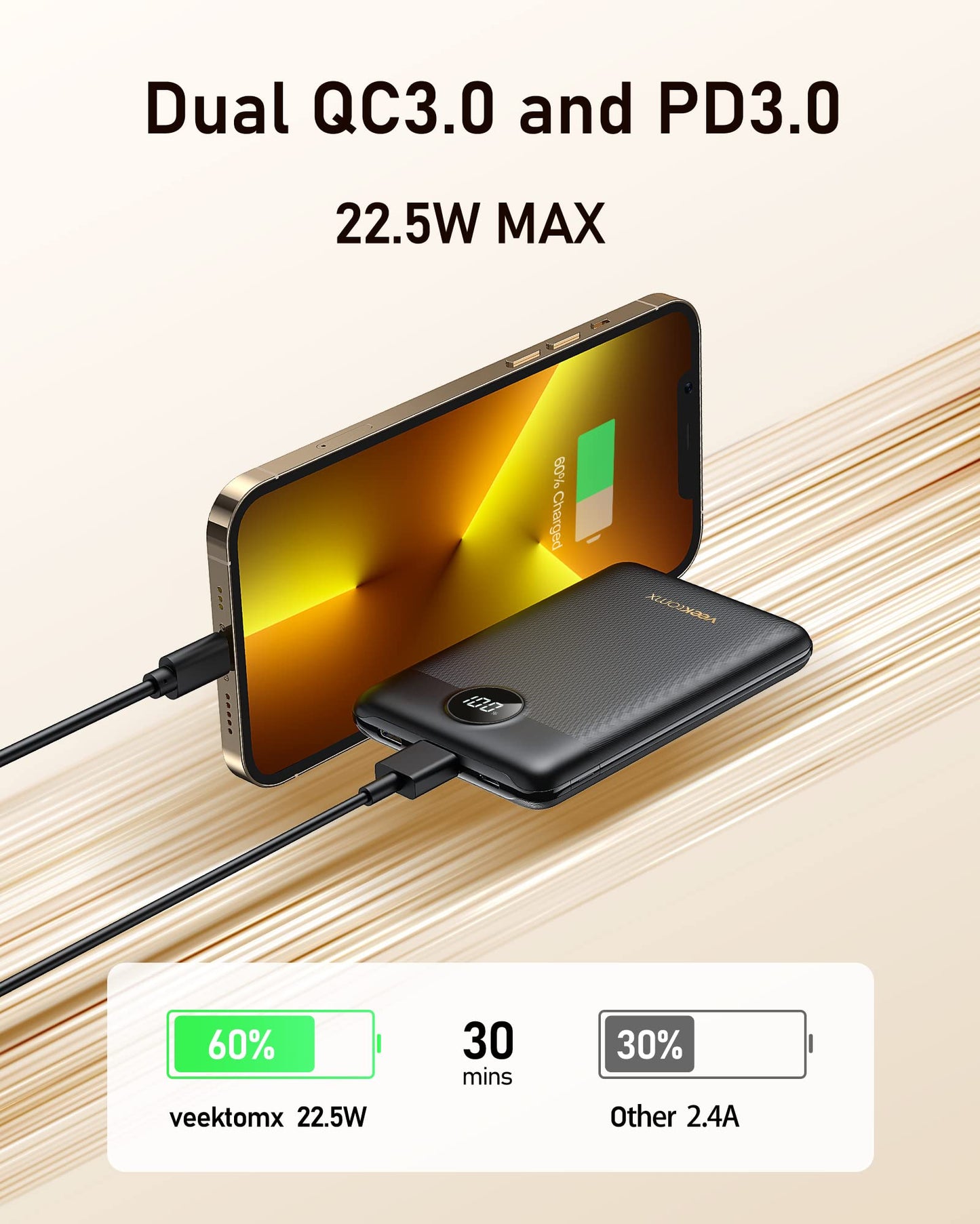 VEEKTOMX VT103 – Power Bank Mini 10.000 mAh 22,5 W