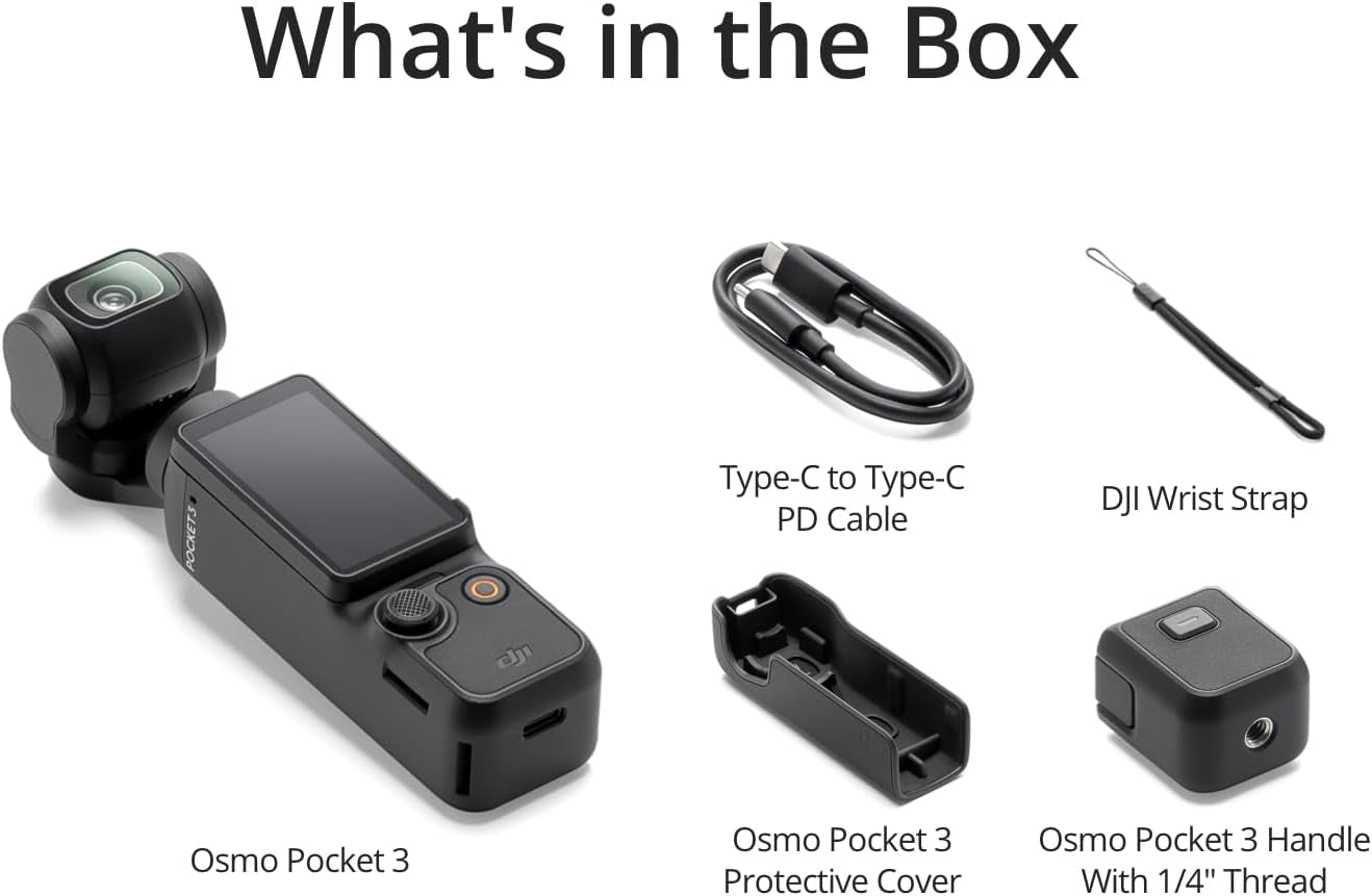 DJI Osmo Pocket 3, Vlogging Camera with 1'' CMOS & 4K/120Fps Video, 3-Axis Stabilization, Fast Focusing, Face/Object Tracking, 2" Rotatable Touchscreen, Digital Camera for Photography, Youtube