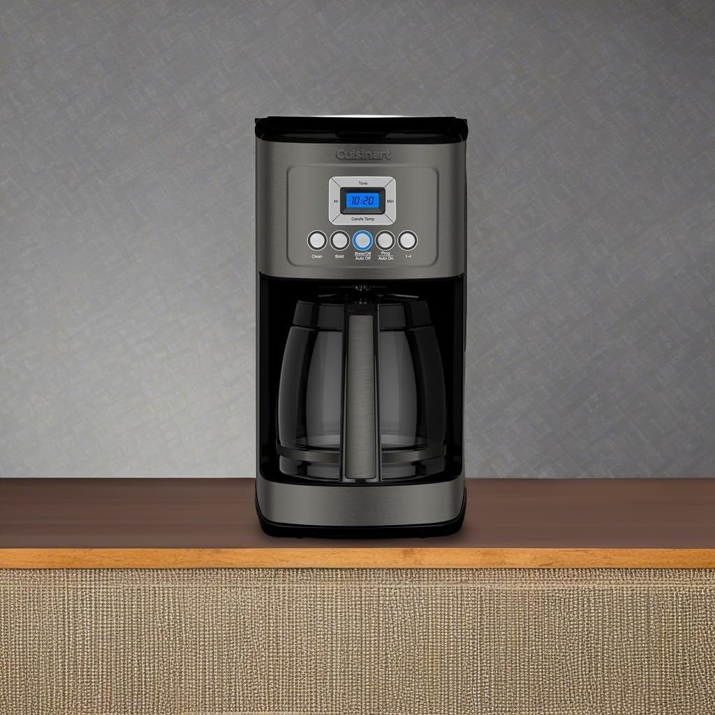 Cuisinart Coffee Maker, Perfecttemp 14-Cup Glass Carafe, Programmable Fully Automatic for Brew Strength Control & 1-4 Cup Setting, Black, Stainless Steel, DCC-3200BKSP1