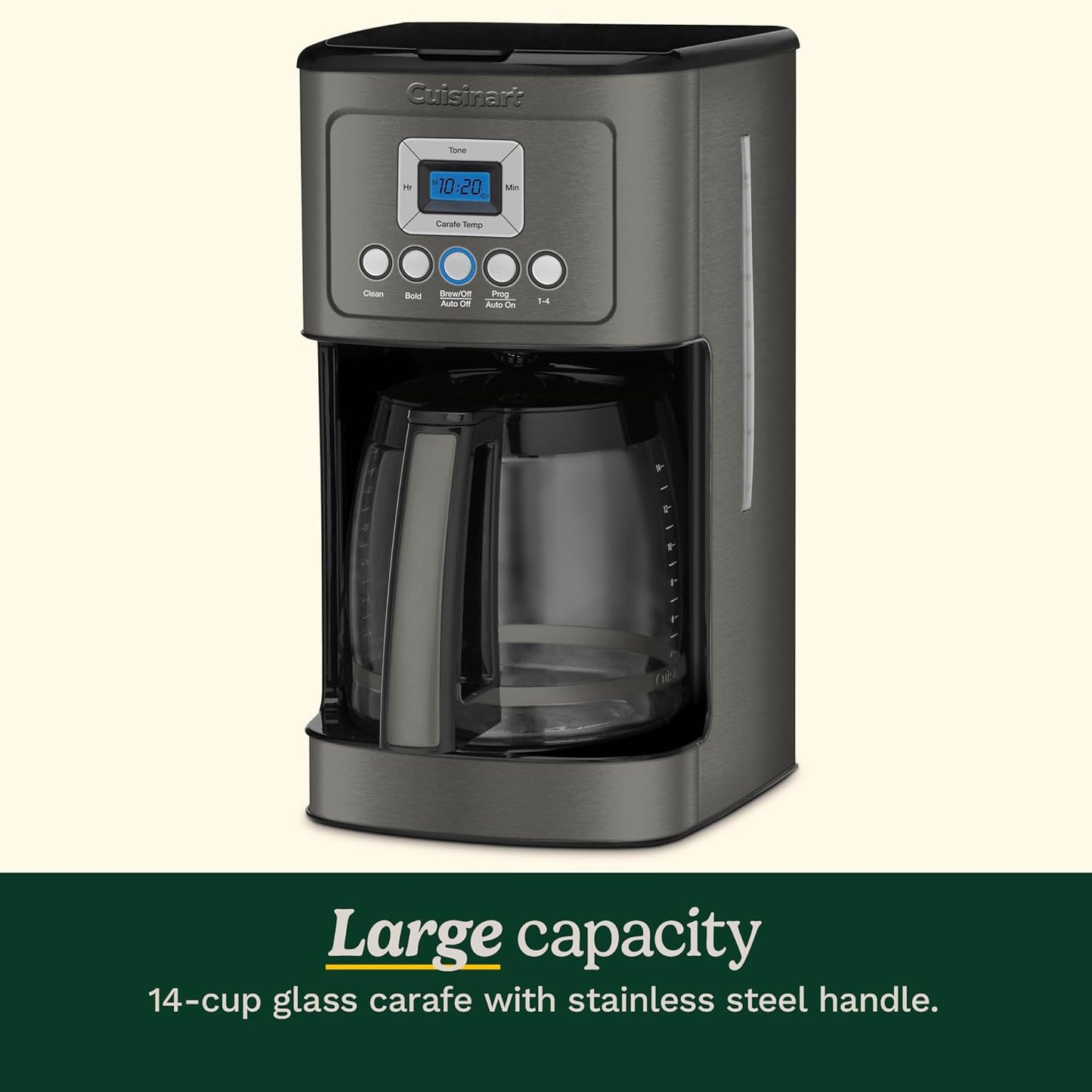 Cuisinart Coffee Maker, Perfecttemp 14-Cup Glass Carafe, Programmable Fully Automatic for Brew Strength Control & 1-4 Cup Setting, Black, Stainless Steel, DCC-3200BKSP1