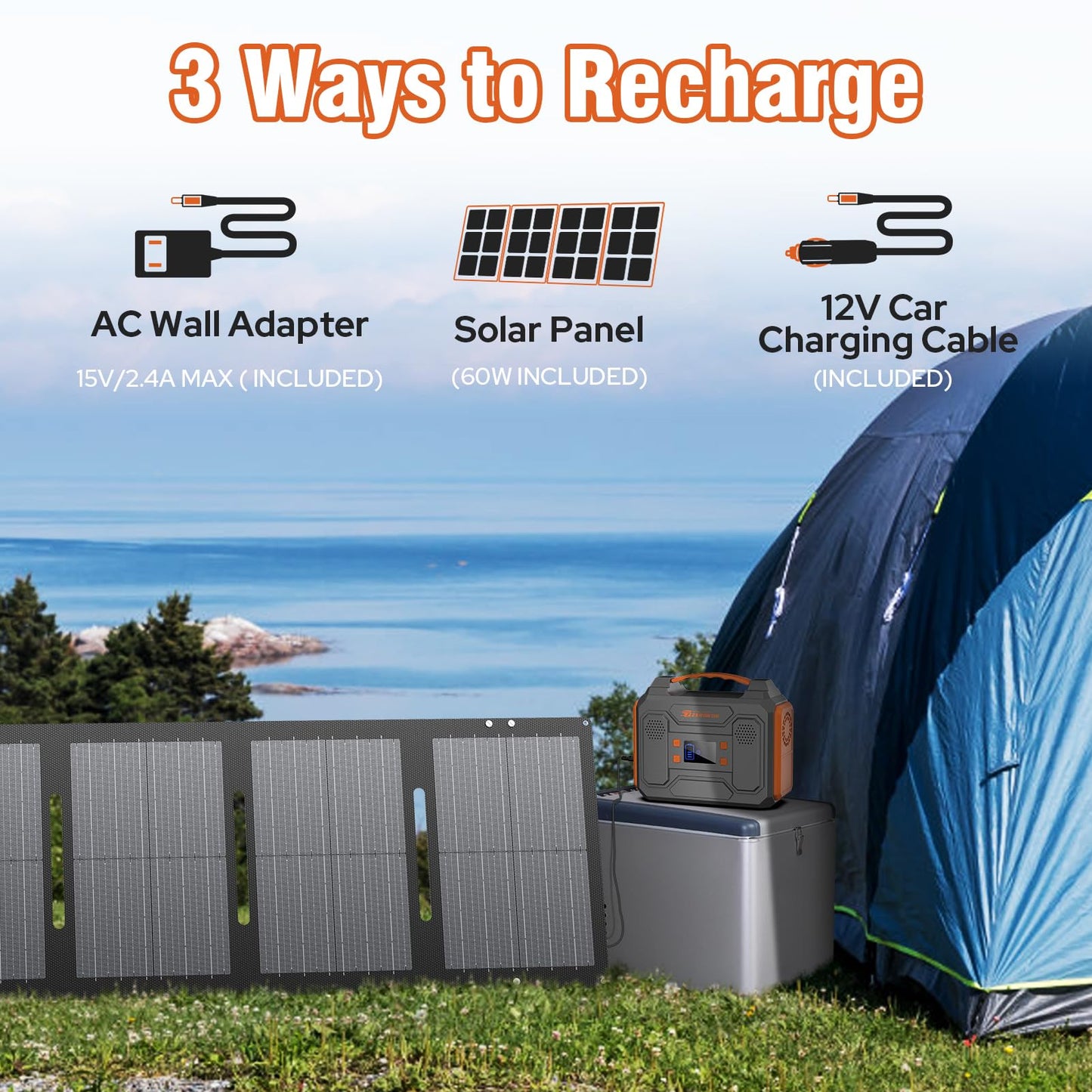 ZeroKor R200 – Estación de Energía Portátil 280 Wh + Panel Solar 60 W