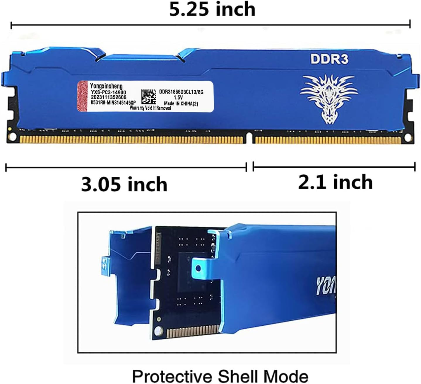 Yongxinsheng DDR3 32GB Kit (8Gbx4) Desktop RAM 1866Mhz PC3-14900 UDIMM Non-Ecc Unbuffered 1.5V 2Rx8 Dual Rank 240 Pin CL13 PC Computer Memory Upgrade Module (Blue)