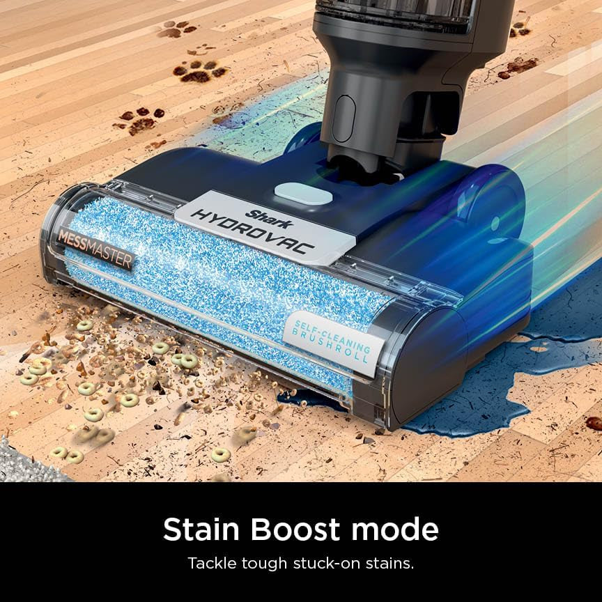 Shark Wet Dry Vacuum Mop All-In-One Cordless Hardfloor Cleaner, Hydrovac Messmaster, 3-In-1 Self-Cleaning System, Strong Suction with 2 Brushrolls & 2 Solutions, for Hard Floors & Area Rugs, AW261