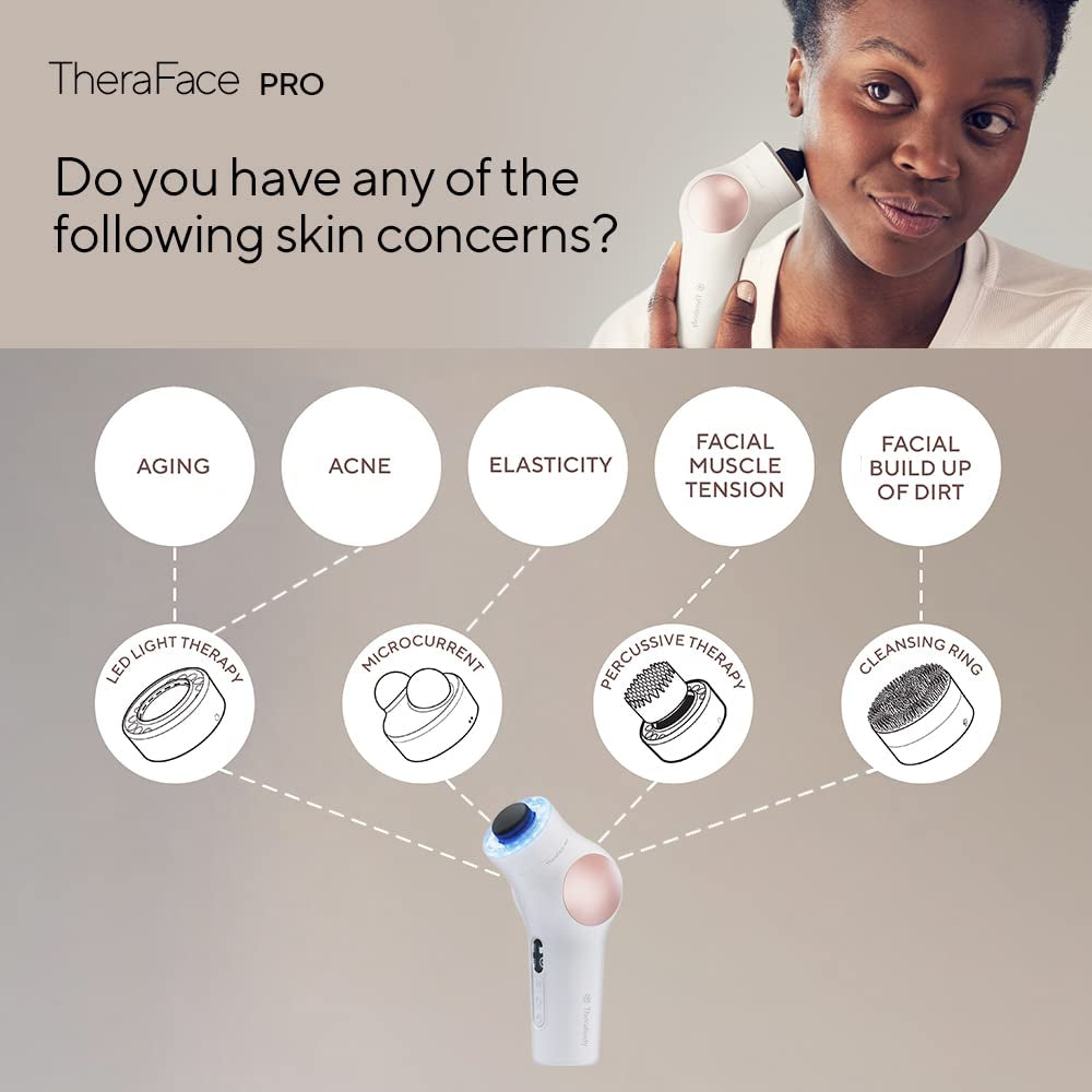 PRO Microcurrent Facial Device - 8-In-1 Compact Face Massager, Facial Kit & Face Sculpting Tool with Light Therapy for Skin Tightening, anti Wrinkle, anti Aging & Skin Care (White)