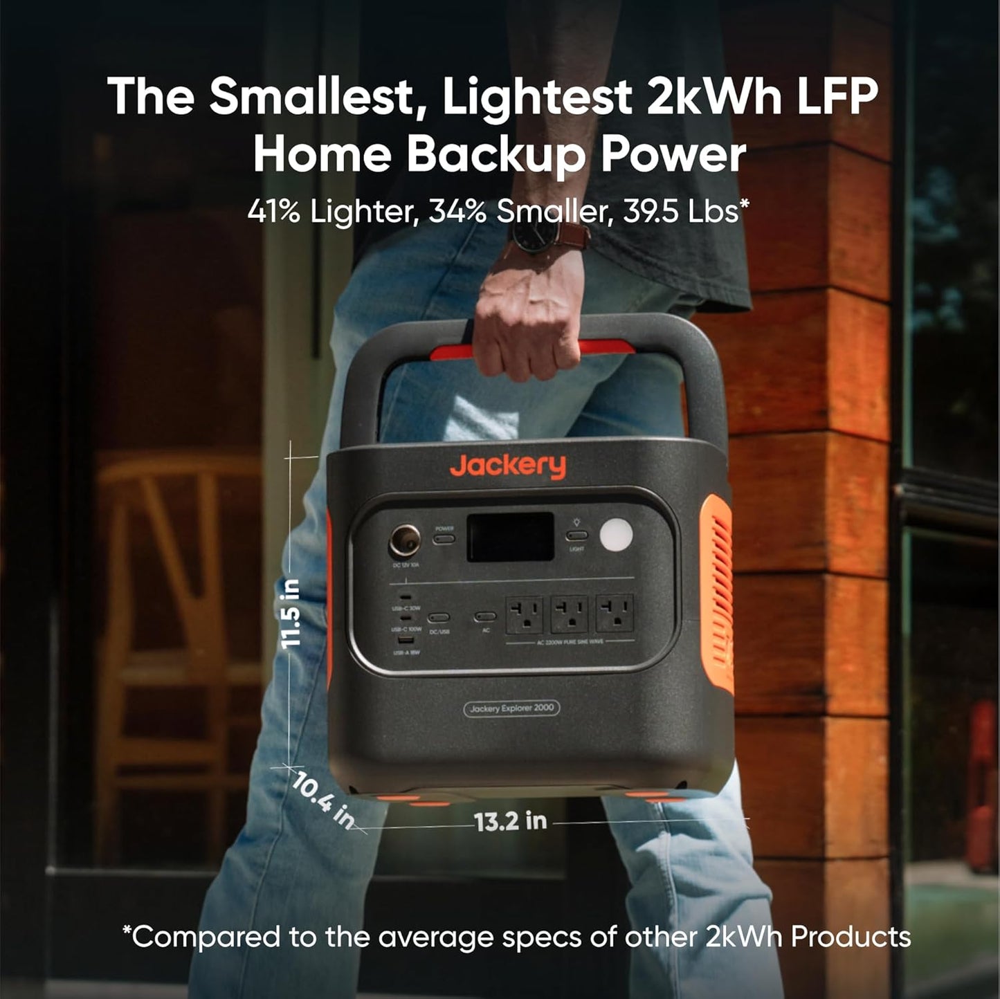 Jackery Explorer 2000 V2 Portable Power Station, 2042Wh Lifepo4 Home Backup Battery, 2200W Solar Generator with 20Ms UPS, USB-C PD 100W Fast Charging for Emergencies, Power Outages, Outdoor Camping
