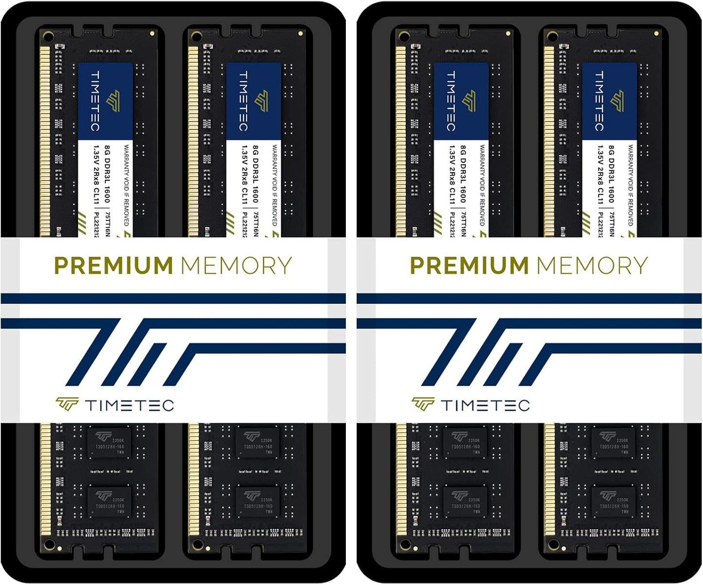 Timetec 32GB Kit(4X8Gb) DDR3L / DDR3 1600Mhz (DDR3L-1600) PC3L-12800 / PC3-12800 Non-Ecc Unbuffered 1.35V/1.5V CL11 2Rx8 Dual Rank 240 Pin UDIMM Desktop PC Computer Memory RAM(SDRAM) Module Upgrade