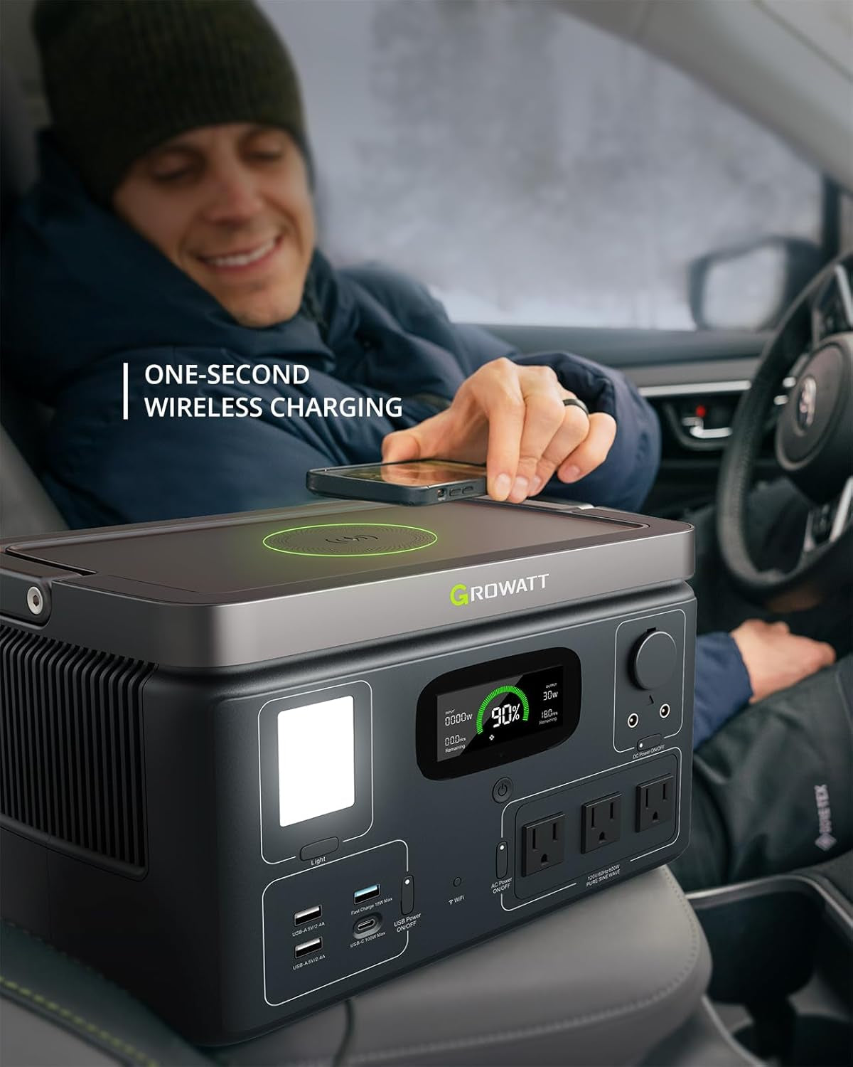 GROWATT Portable Power Station, VITA550 Electric Generator Outdoor with 538Wh Lifepo4 Battery,1 Hour Fast Charging, 600W (1200W Surge) Output for Camping,Rvs,Home Use