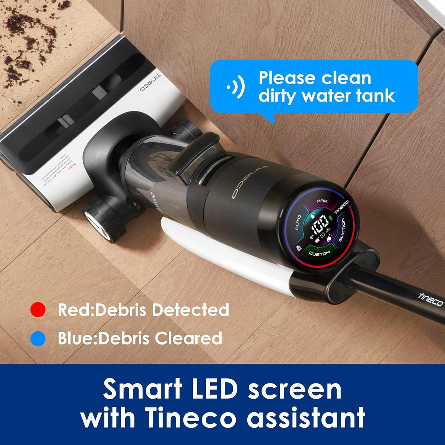 Tineco FLOOR ONE S7 Flashdry Smart Cordless Wet Dry Vacuum Cleaner, Long Runtime, Great for Sticky Messes, Self-Cleaning, 158℉Hot Air Flashdrying, Dual-Sided Edge Cleaning, Extended Battery Lifespan