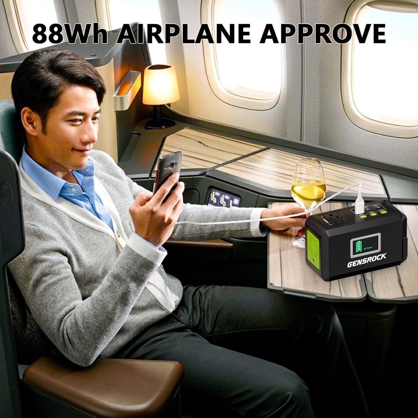 GENSROCK Portable Power Station, 88Wh Outdoor Solar Generator, Lithium Battery Power Bank with 110V/150W Peak AC Outlet,Qc 3.0, Type-C, LED Flashlight for CPAP Home Camping Travel Emergency.
