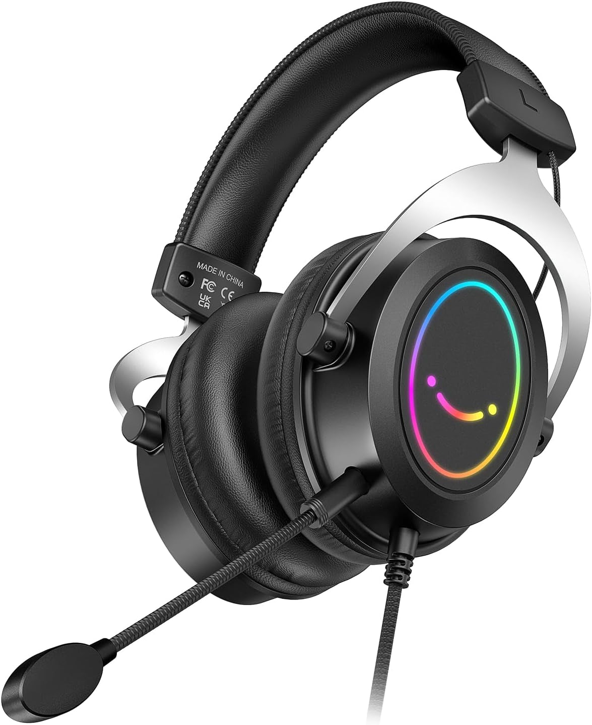 FIFINE RGB Gaming Headsets,Comfortable Over-Ear Headphones with Microphone,Wired Audio Jack Connection,Leather Passive-Noise-Cancelling Earcups,For PC PS4 PS5 Xbox Gamer Ampligame H3