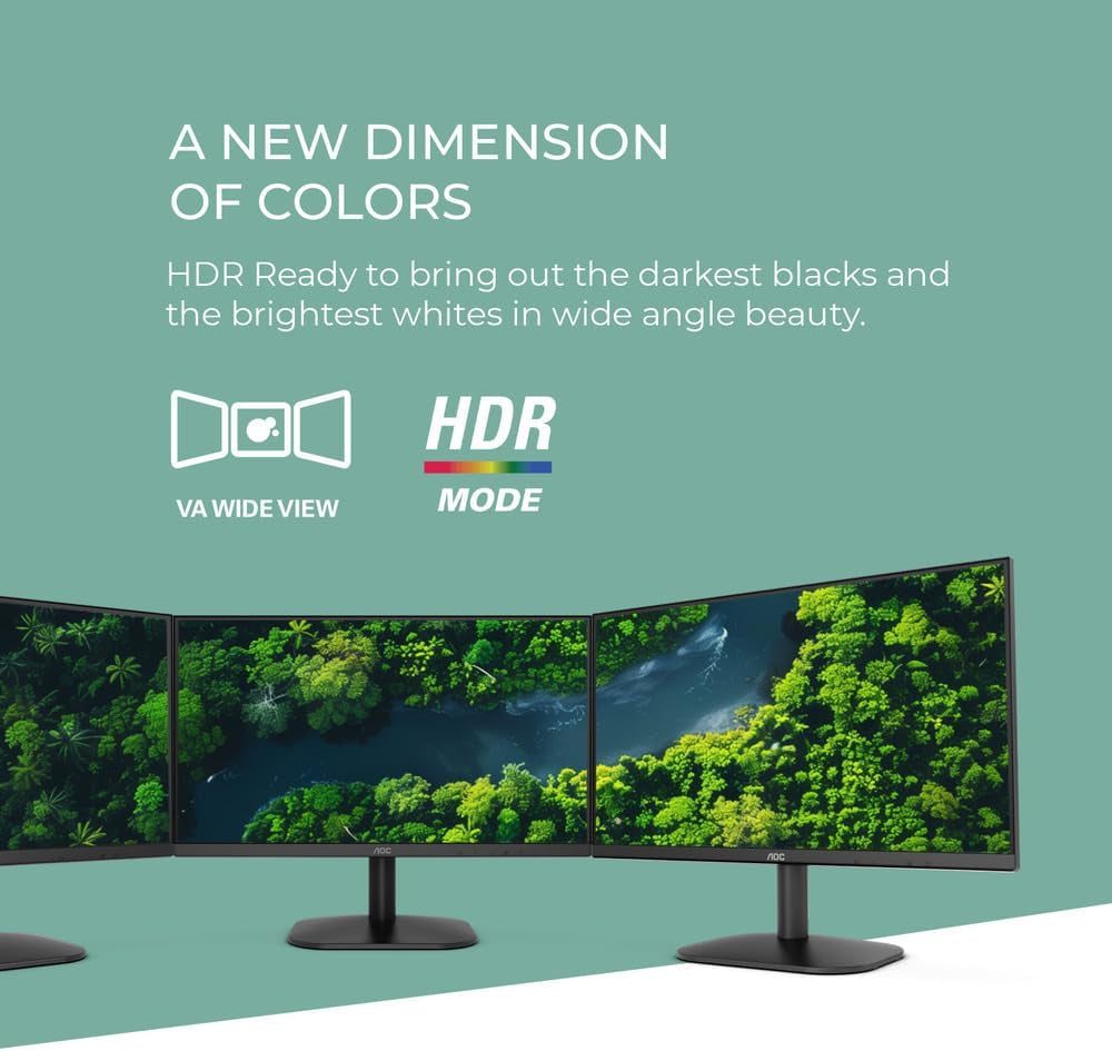 AOC 22B2HM2 22" Full HD (1920 X 1080) 100Hz LED Monitor, Adaptive Sync, VGA X1, HDMI X1, Flicker-Free, Low Blue Light, HDR Ready, VESA, Tilt Adjust, Earphone Out, Eco-Friendly