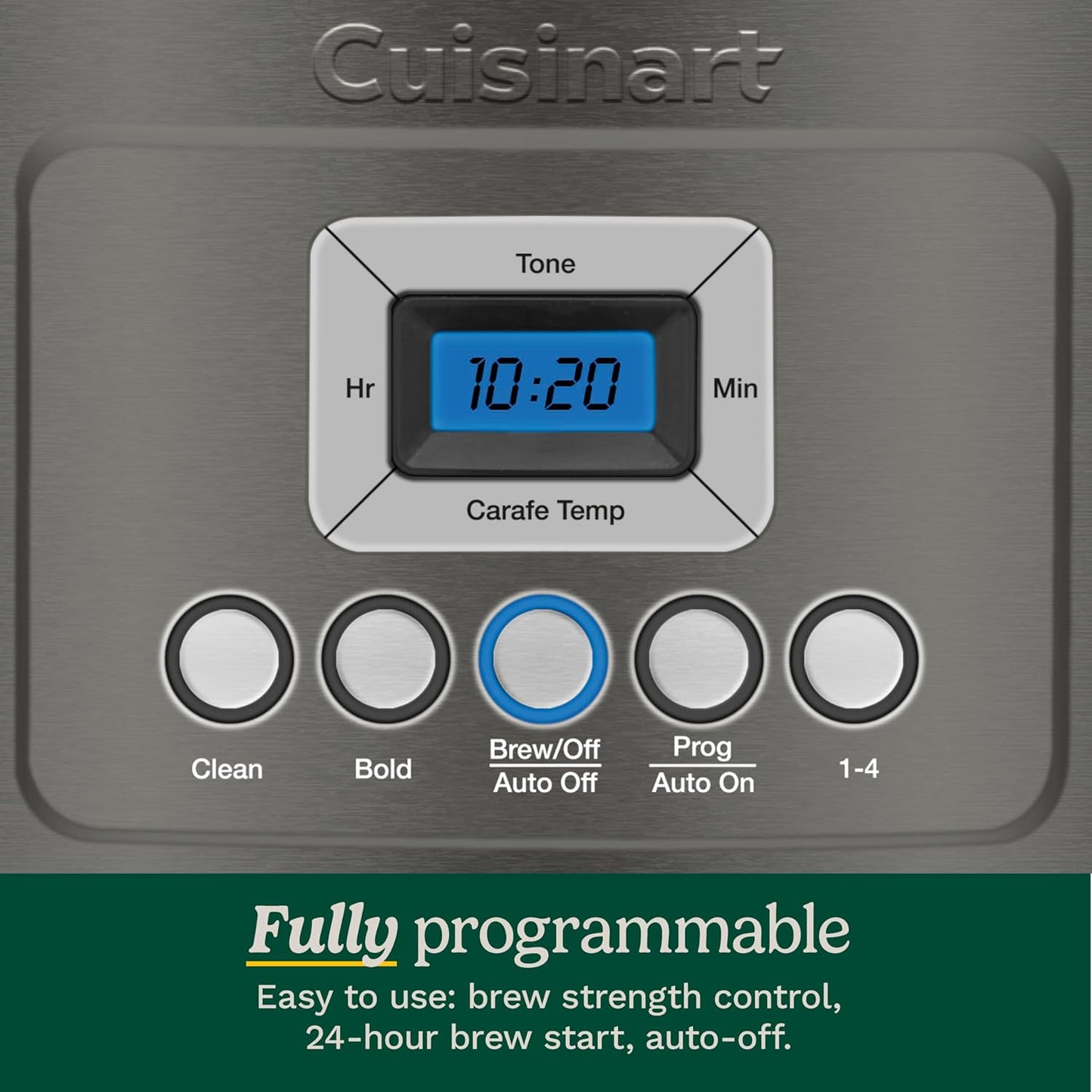 Cuisinart Coffee Maker, Perfecttemp 14-Cup Glass Carafe, Programmable Fully Automatic for Brew Strength Control & 1-4 Cup Setting, Black, Stainless Steel, DCC-3200BKSP1