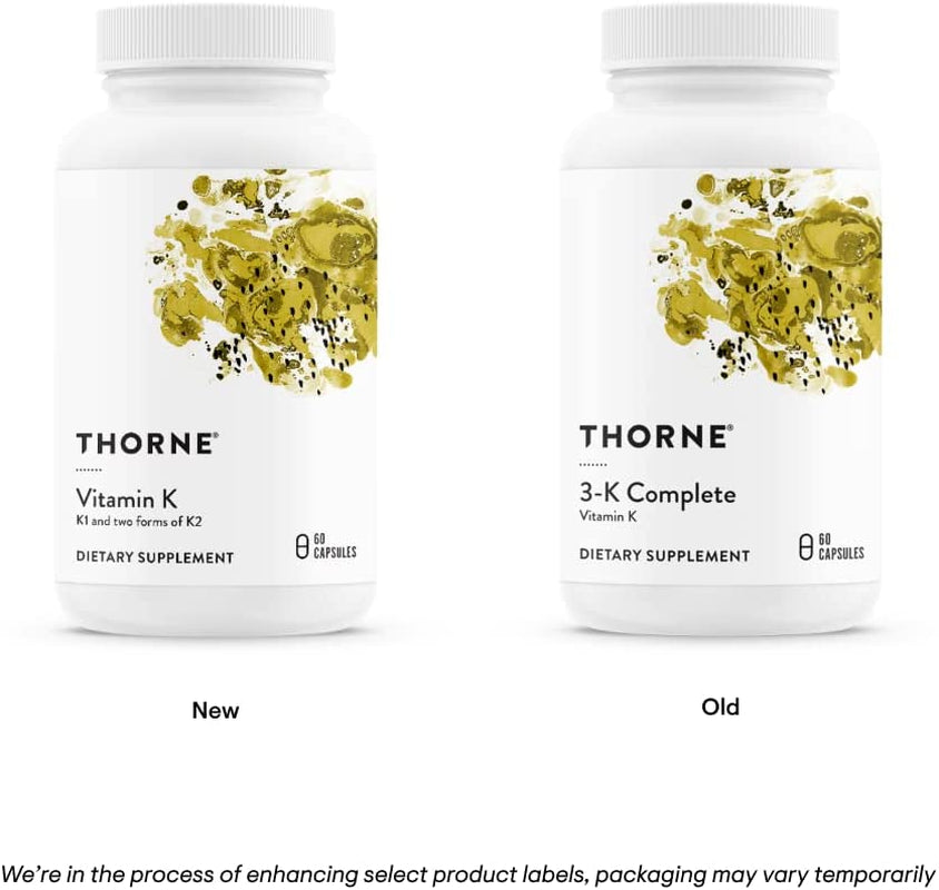 THORNE Vitamin K (Formerly 3-K Complete) - Vitamins K1 and K2 (As MK-4 and MK-7) - Supports Strong Bones - 60 Capsules