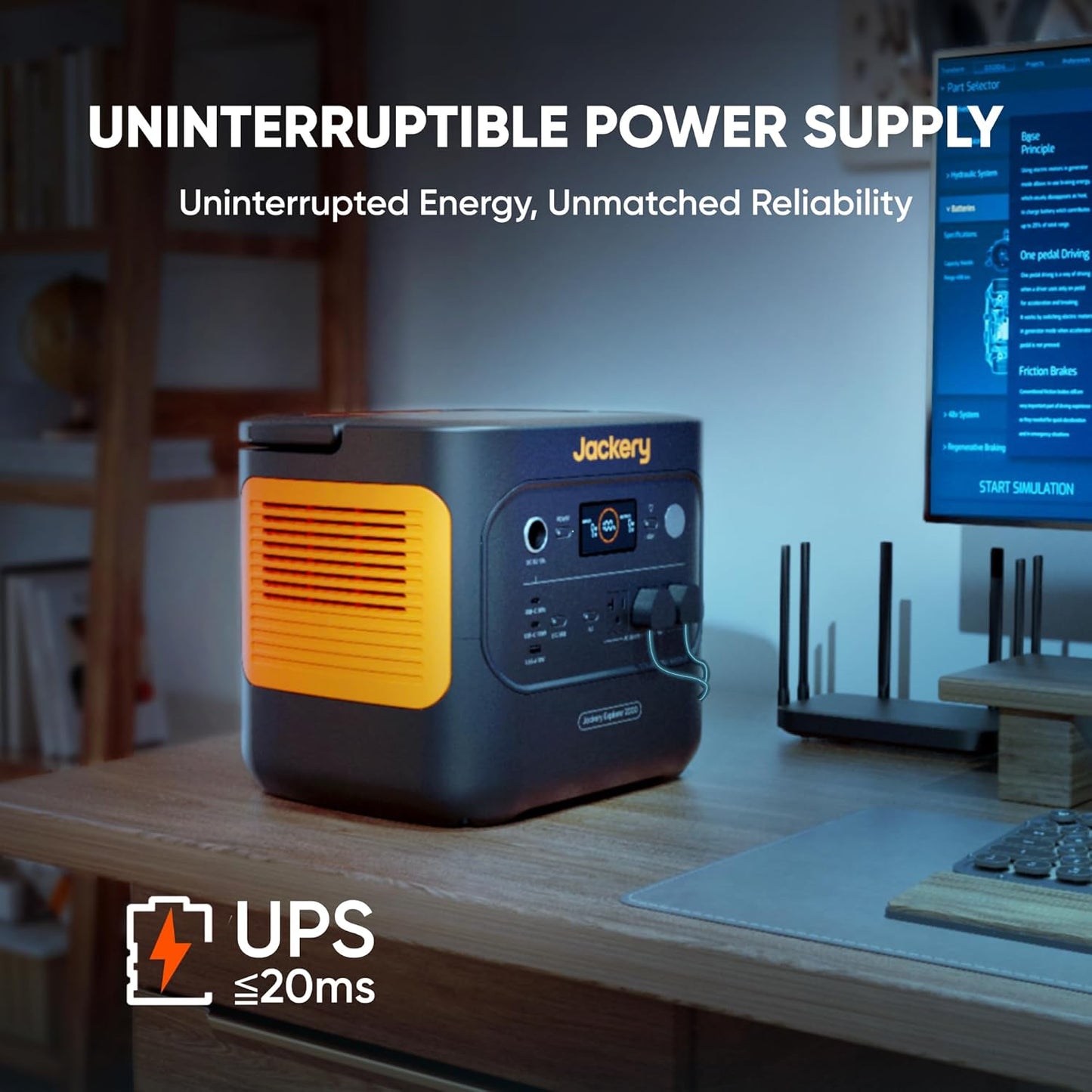 Jackery Explorer 2000 V2 Portable Power Station, 2042Wh Lifepo4 Home Backup Battery, 2200W Solar Generator with 20Ms UPS, USB-C PD 100W Fast Charging for Emergencies, Power Outages, Outdoor Camping