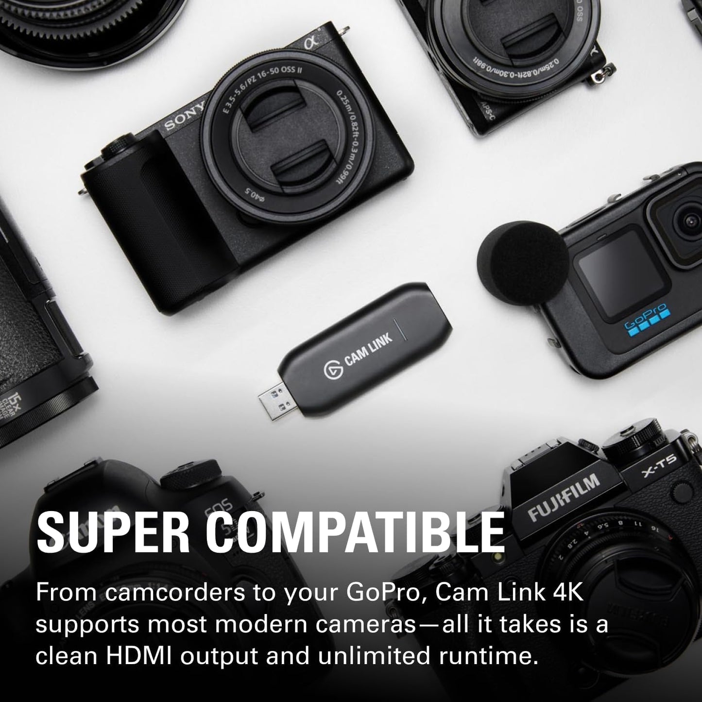 Elgato Cam Link 4K – External Capture Card for DSLR & Camcorder, Actioncam as Webcam, Meet/Stream/Record in 1080P60 or 4K30/4K60, Easy Connect for Obs/Zoom/Discord – HDMI to USB 3.0, Pc/Mac/Ipad