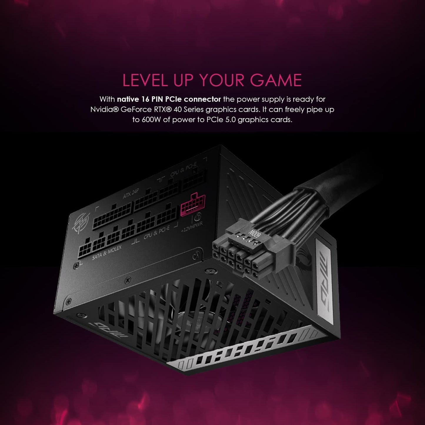 MSI MPG A1000G PCIE 5 & ATX 3.0 Gaming Power Supply - Full Modular - 80 plus Gold Certified 1000W - 100% Japanese 105°C Capacitors - Compact Size - ATX PSU