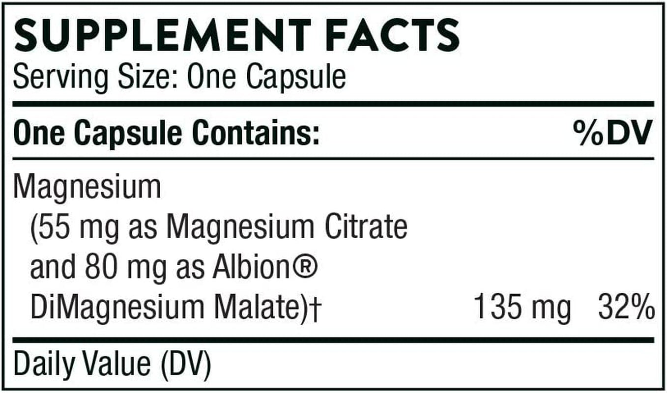 THORNE Magnesium Citramate - Magnesium Supplement with Citrate-Malate - Support Heart, Skeletal Muscles, Cardiac, Lung Function, and Bone Density - Gluten-Free, Dairy-Free, Soy-Free - 90 Capsules