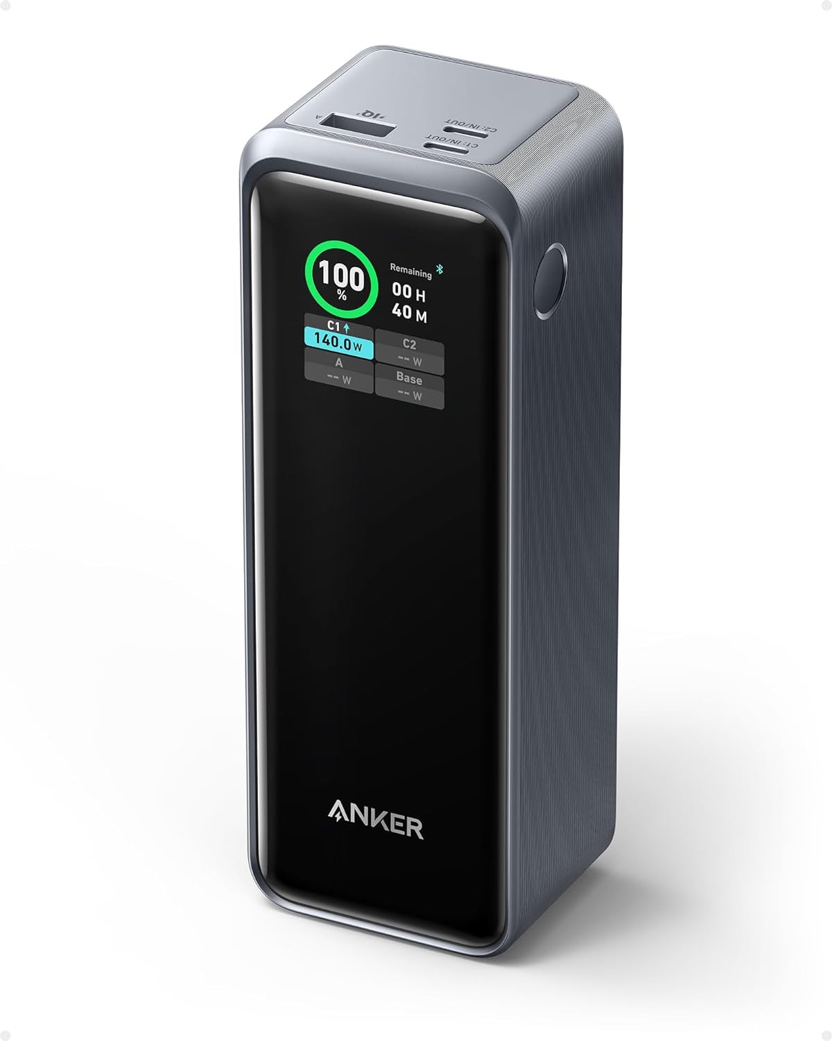 Anker Prime Power Bank, 27,650Mah 3-Port 250W Portable Charger (99.54Wh) Smart App, Compatible with Macbook Pro/Air, Iphone 16/15/14/13 Series, Samsung, Dell, and More (Charging Base Not Included)