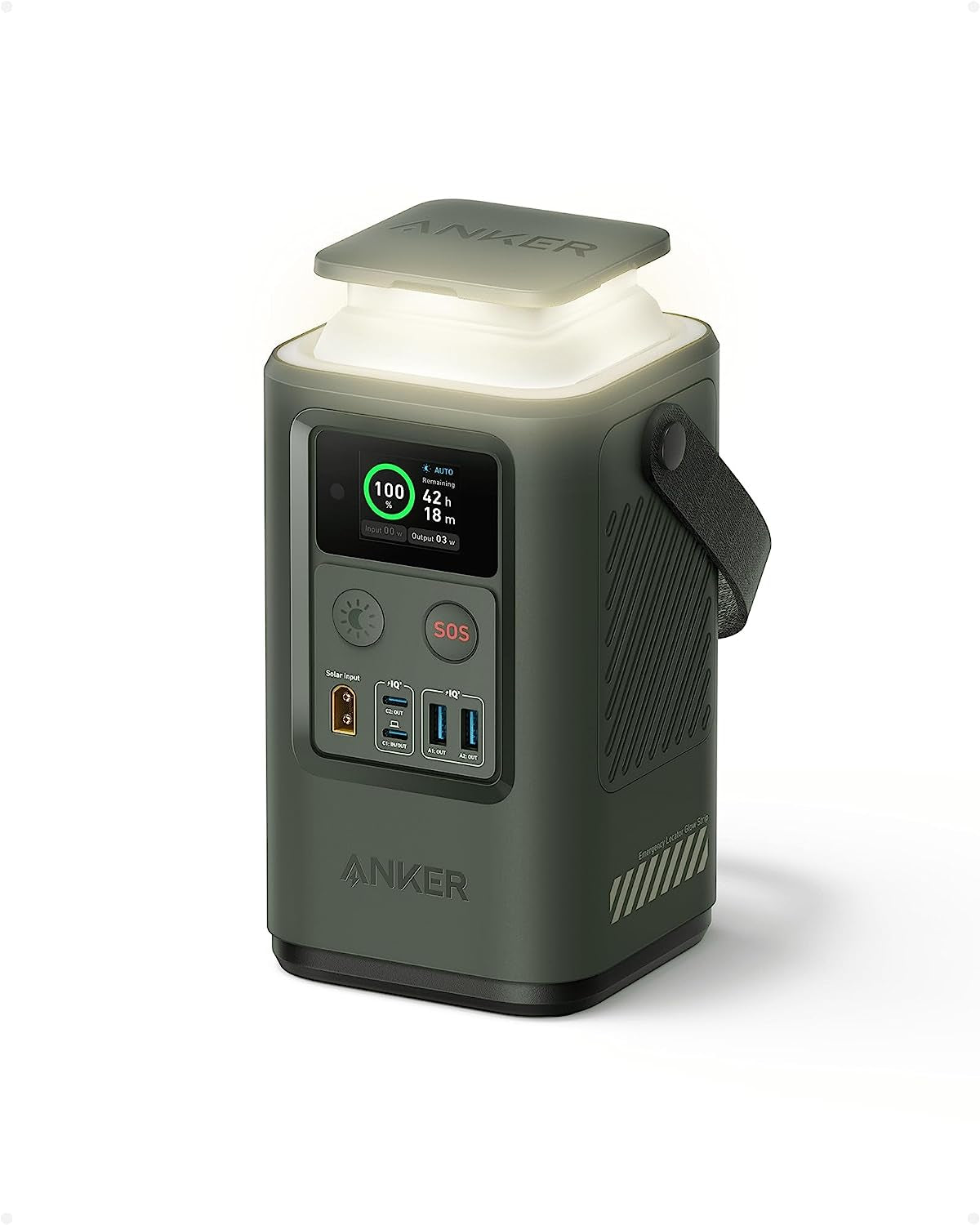 Anker Power Bank Power Station 60,000Mah,Portable Outdoor Generator 87W with Smart Digital Display, Retractable Auto Lighting and SOS Mode, Home Backup(Powercore Reserve 192Wh) for Travel, Camping