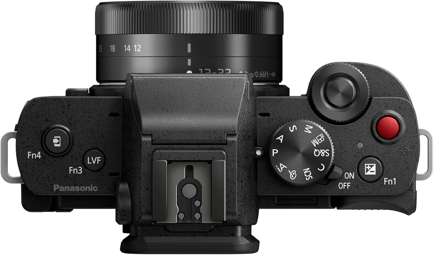 Panasonic LUMIX G100 4K Mirrorless Camera for Photo and Video, Built-In Microphone with Tracking, Micro Four Thirds Interchangeable Lens System, 12-32Mm Lens, 5-Axis Hybrid I.S., DC-G100DKK (Black)