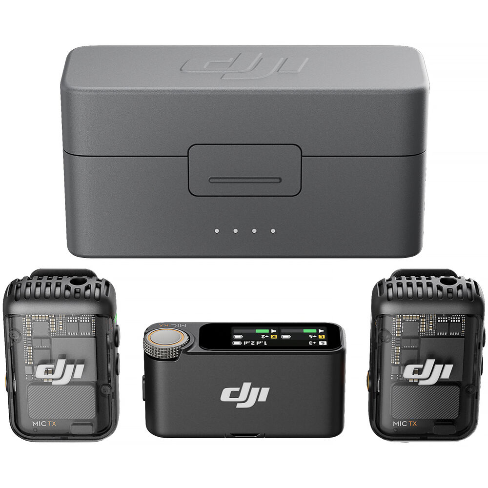 DJI Mic 2 (2 TX + 1 RX + Charging Case), Wireless Lavalier Microphone, Intelligent Noise Cancelling, 32-Bit Float Internal Recording, 820 Ft.(250M) Range, Microphone for Iphone, Android, Camera
