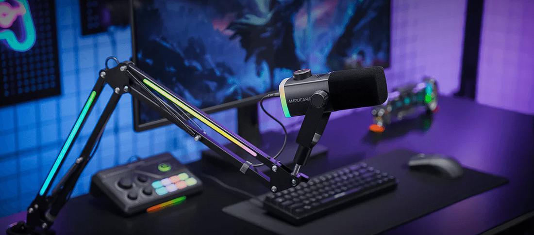 El setup del futuro: Cómo el Fifine AM8T PRO y su brazo con iluminación RGB integrada redefinen la estética de tu escritorio