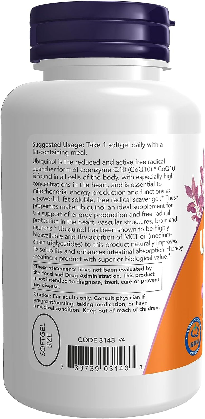 NOW Supplements, Ubiquinol 100 Mg, High Bioavailability (The Active Form of Coq10), 120 Softgels