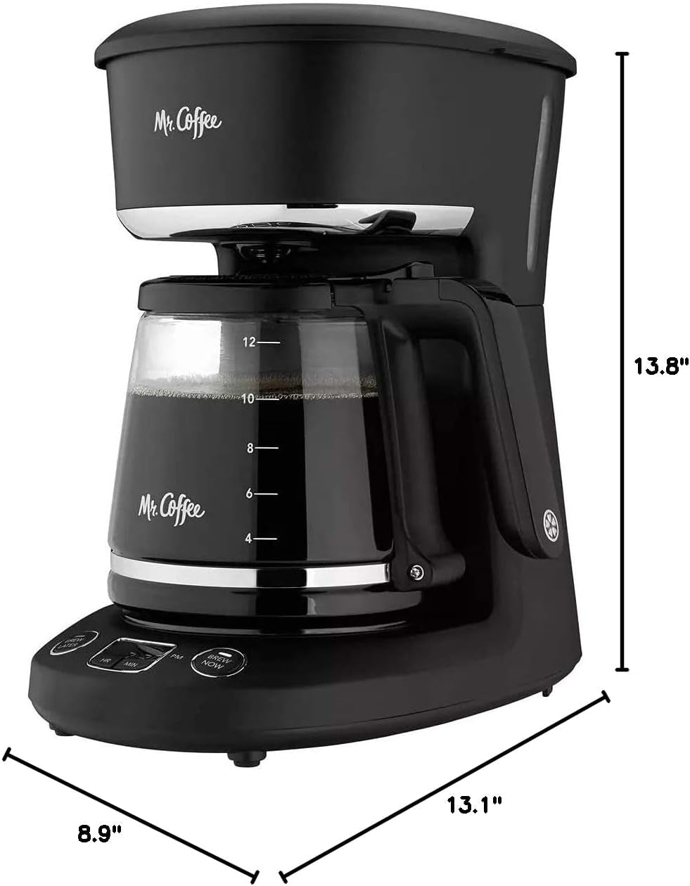 Mr. Coffee 12-Cup Programmable Coffeemaker, Brew Now or Later